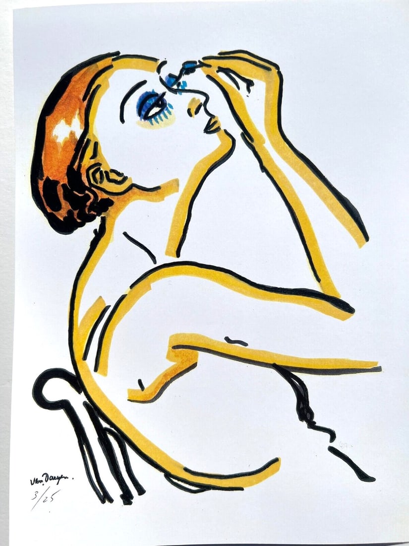 Limited Edition Lithograph by Van Dongen Cornelis 3/25 Figural Art: Limited Edition Lithograph by Van Dongen Cornelis 3/25 Figural Art Experience the allure of early 20th-century art with this limited edition lithograph by renowned artist Kees Van Dongen Cornelis, kno