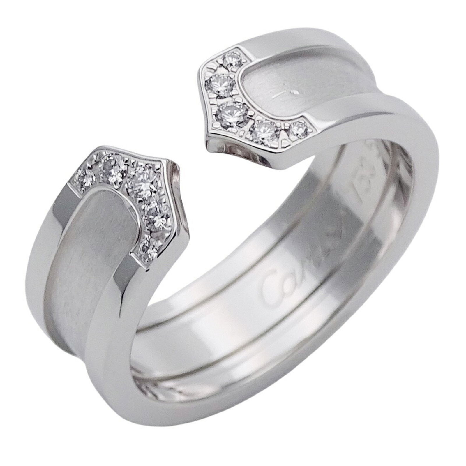 White Gold Cartier 2C C2 Ring Size 6 Silver Tone: White Gold Cartier 2C C2 Ring Size 6 Silver Tone This Cartier 2C C2 ring features a refined white gold design in a silver tone, crafted for women. Made in Italy, it presents a polished finish with som