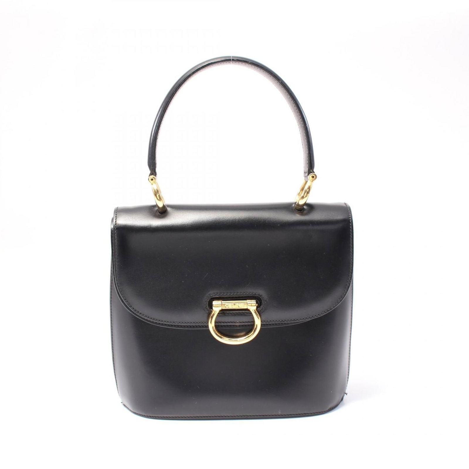 Black Leather Italian Shoulder Bag by Celine for Women: Black Leather Italian Shoulder Bag by Celine for Women This Celine handbag is crafted from black leather and designed for women. Made in Italy, it features a structured silhouette with slight signs of