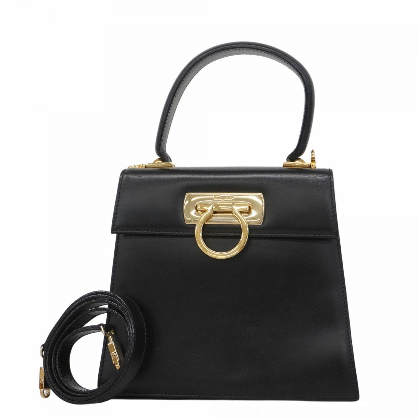Black Leather Gancini Shoulder Bag by Salvatore Ferragamo (1 of 1)