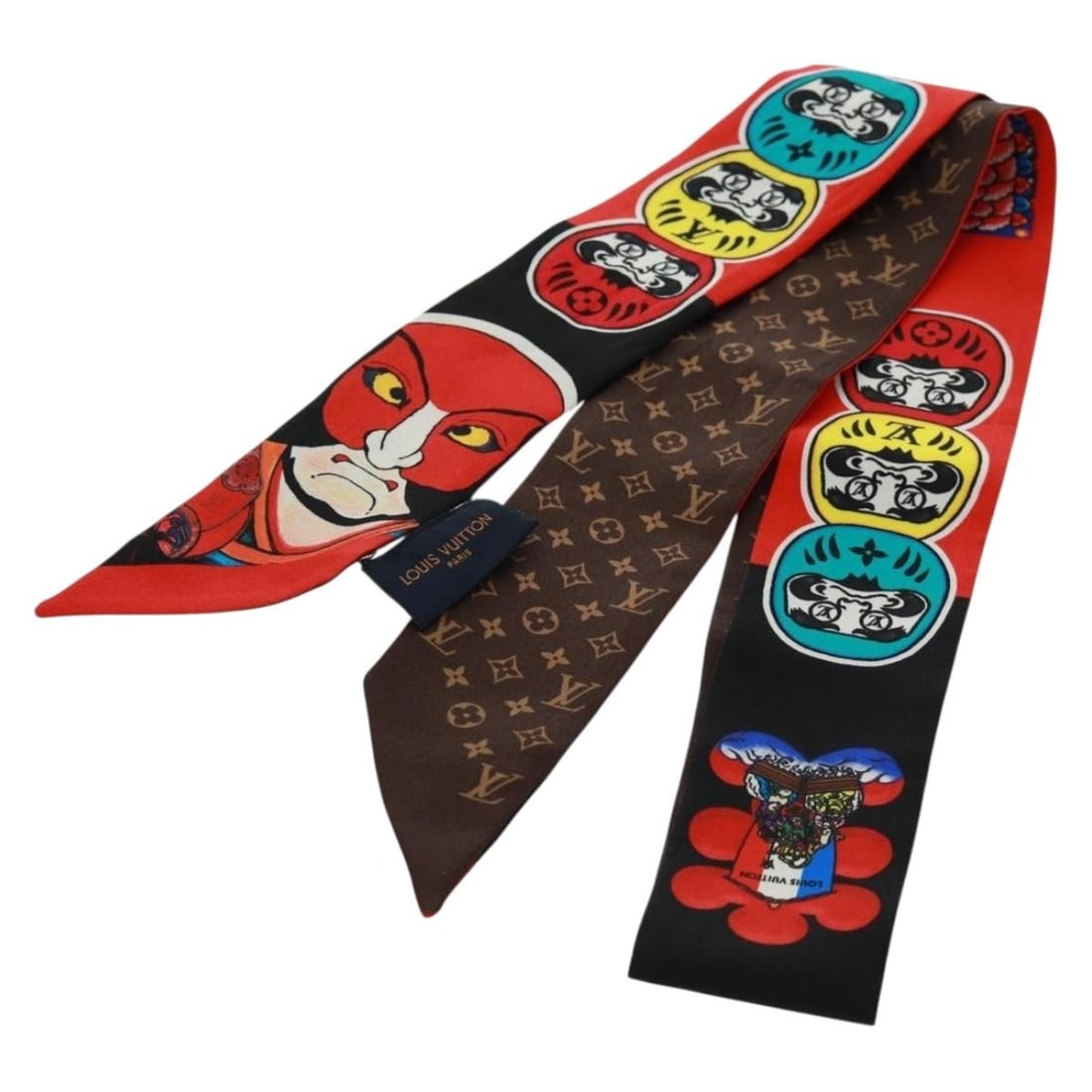 Louis Vuitton Silk BB Kabuki Sticker Bando Red Scarf MP1947 with Box (1 of 18)