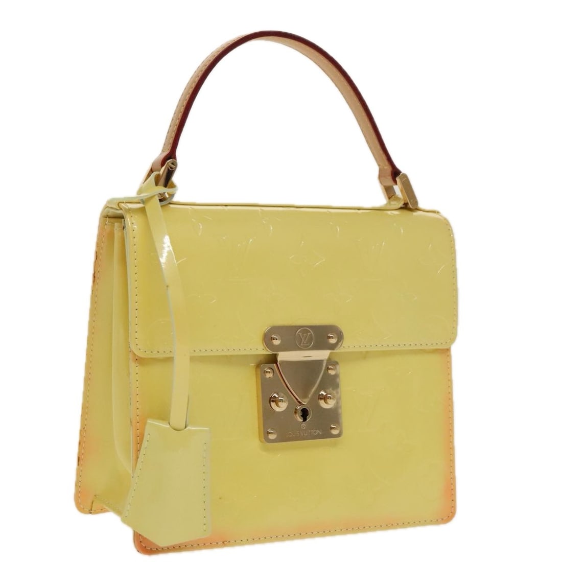 LOUIS VUITTON Monogram Vernis Spring Street Hand Bag Lime Yellow M91068 Auth: LOUIS VUITTON Monogram Vernis Spring Street Hand Bag Lime Yellow M91068 Auth This LOUIS VUITTON Monogram Vernis Spring Street Bag is a stunning accessory in a vibrant lime yellow patent leather, exudi