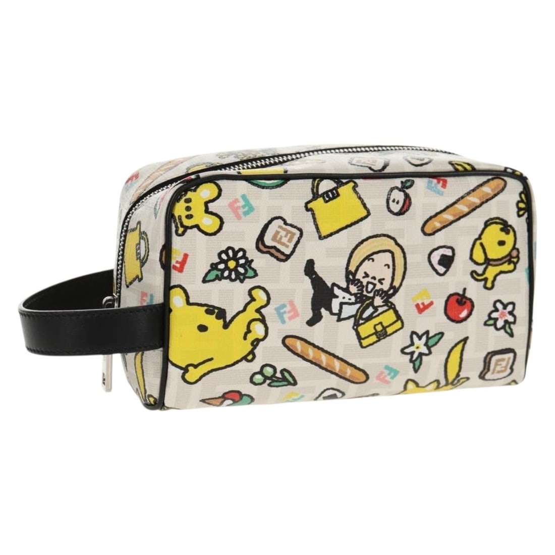 FENDI Zucca Canvas Pouch White Silver Authentic Italy: FENDI Zucca Canvas Pouch White Silver Authentic Italy This FENDI Zucca Canvas Pouch showcases a chic design with a blend of white and silver colors. Crafted in Italy, it features a durable Zucca canva