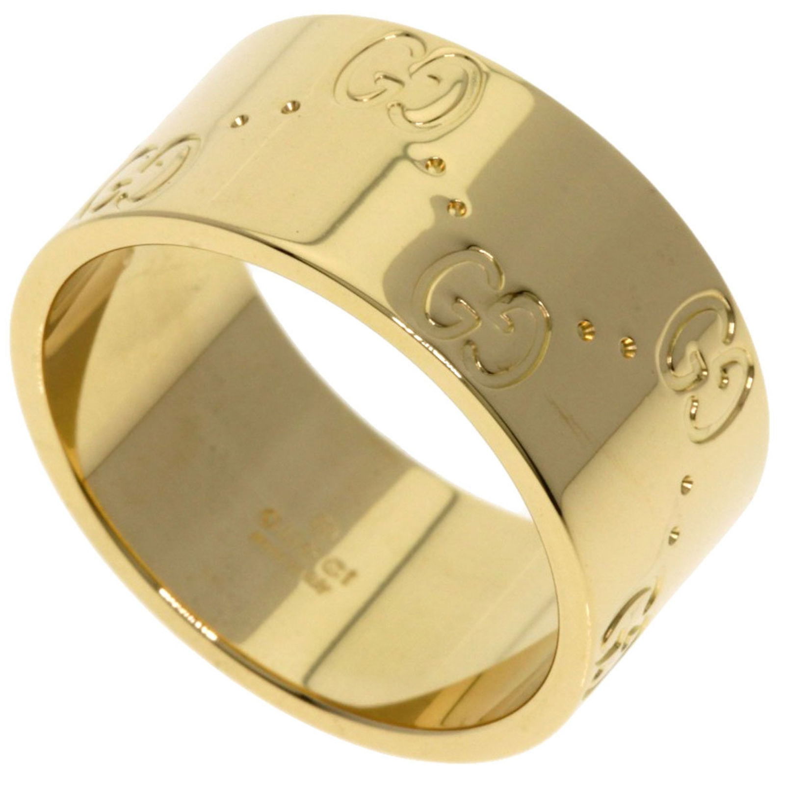 Gucci Icon Yellow Gold Ring Size 6.5 Made in Italy: Gucci Icon Yellow Gold Ring Size 6.5 Made in Italy This Gucci Icon ring is crafted from yellow gold and features a sleek gold color. Designed for universal gender, it has a width of 8.9mm and weighs 9
