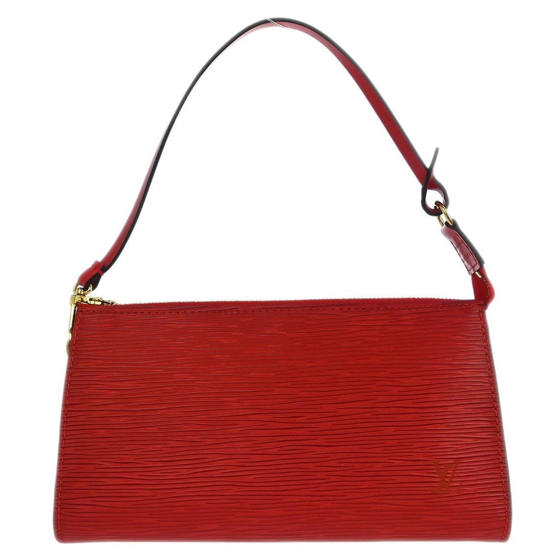 Louis Vuitton Red Epi Leather Pochette Accessoires Handbag M52957: Louis Vuitton Red Epi Leather Pochette Accessoires Handbag M52957 This Louis Vuitton Pochette Accessoires 21 handbag showcases a stunning red Epi leather exterior, combining elegance with functionalit