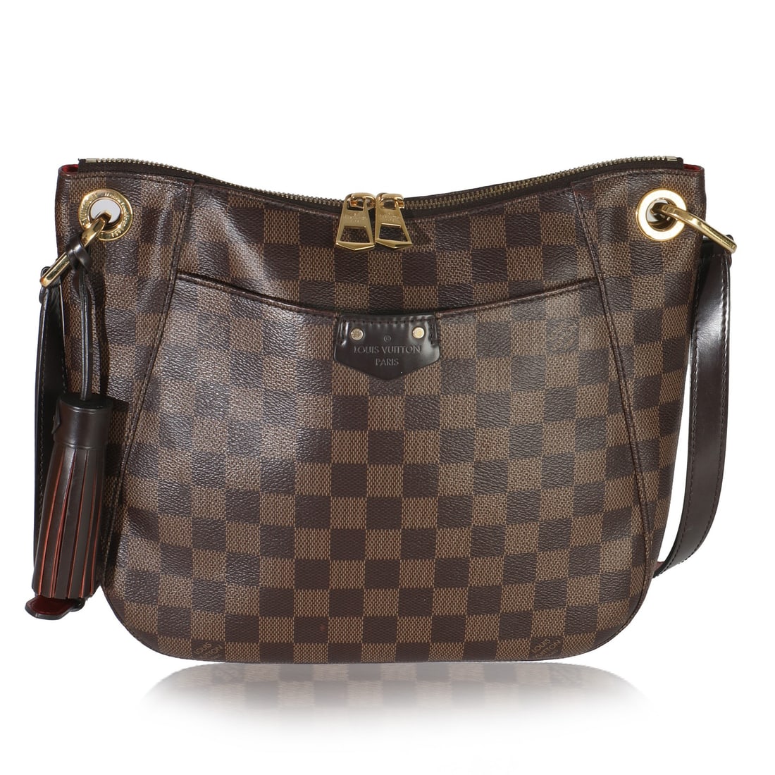 Louis Vuitton South Bank Besace Damier Ebene Brown Crossbody Bag with Accessories: Louis Vuitton South Bank Besace Damier Ebene Brown Crossbody Bag with Accessories The Louis Vuitton Damier Ebene South Bank Besace is a pre-owned unisex crossbody bag crafted from brown coated canvas