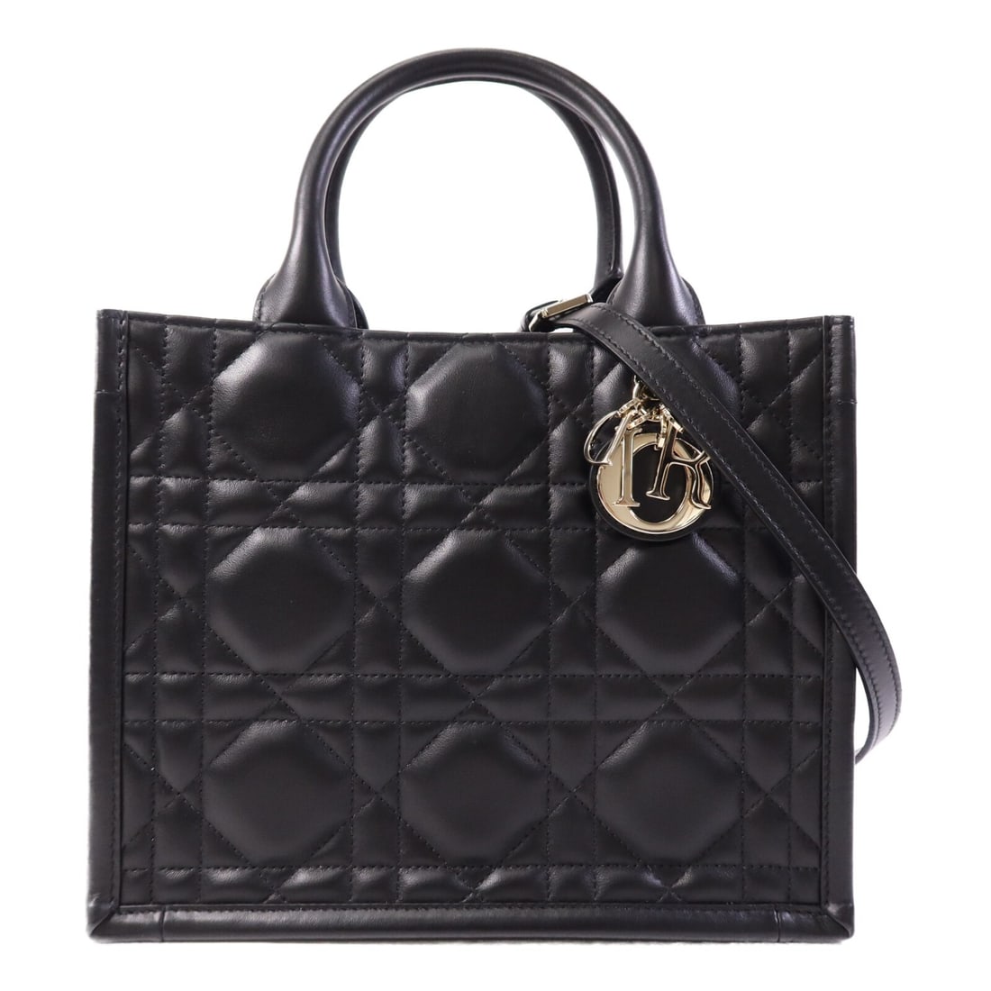 Dior Book 2-Way Black Calfskin Shoulder Bag with Gold Hardware: Dior Book 2-Way Black Calfskin Shoulder Bag with Gold Hardware This Dior 2-way shoulder bag is crafted from black calfskin leather and features gold tone hardware. Made in France, the bag offers versa