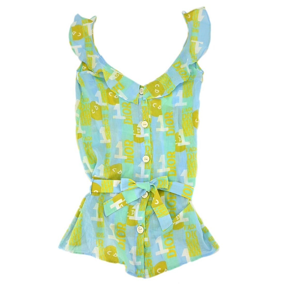 Dior Light Blue Cotton Short Summer Dress Size 38 Sleeveless: Dior Light Blue Cotton Short Summer Dress Size 38 Sleeveless This Christian Dior sleeveless dress features a light blue hue and is crafted from 100% cotton. Designed in Italy, it offers a casual style