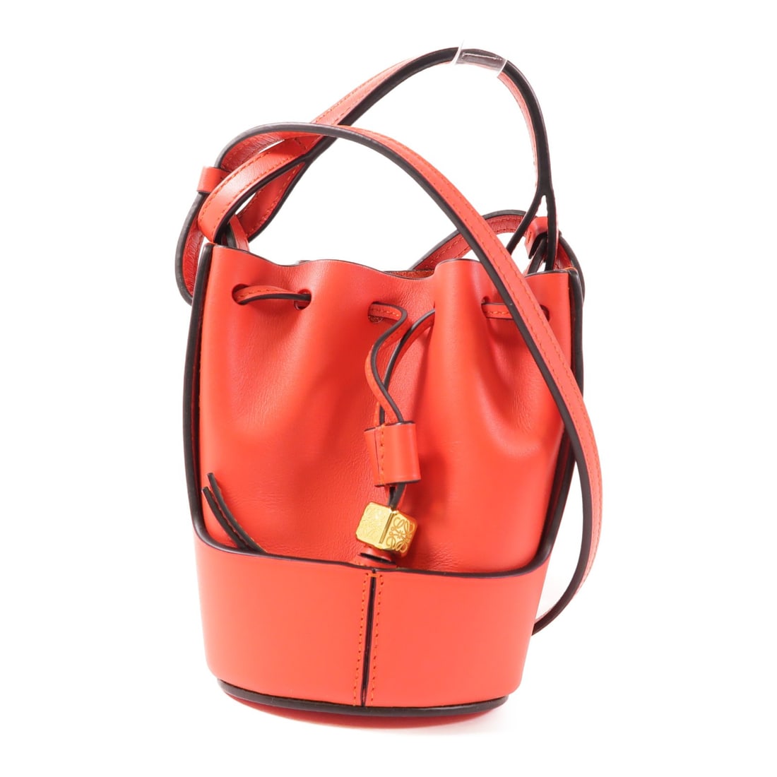 LOEWE Nano Balloon 2 Way Shoulder Bag Red Lambskin Leather: LOEWE Nano Balloon 2 Way Shoulder Bag Red Lambskin Leather Elevate your accessory collection with the LOEWE Nano Balloon 2 Way Shoulder Bag, crafted from luxurious lambskin leather in a striking red h