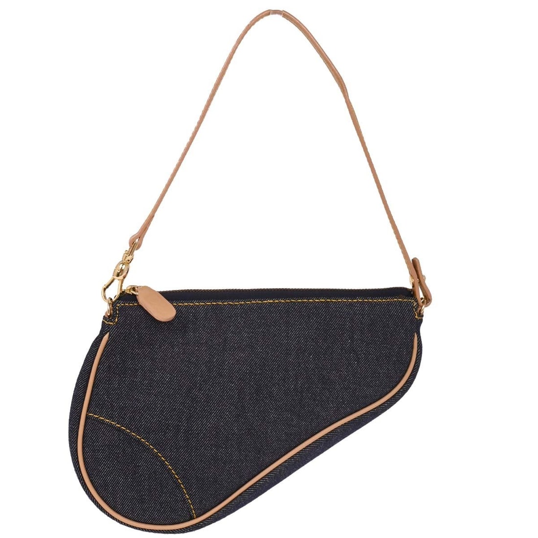 Christian Dior Navy Denim Saddle Handbag PZ1001 Italy: Christian Dior Navy Denim Saddle Handbag PZ1001 Italy Elevate your accessory collection with this Christian Dior Navy Denim Saddle Handbag, a stylish blend of elegance and practicality. Crafted from h