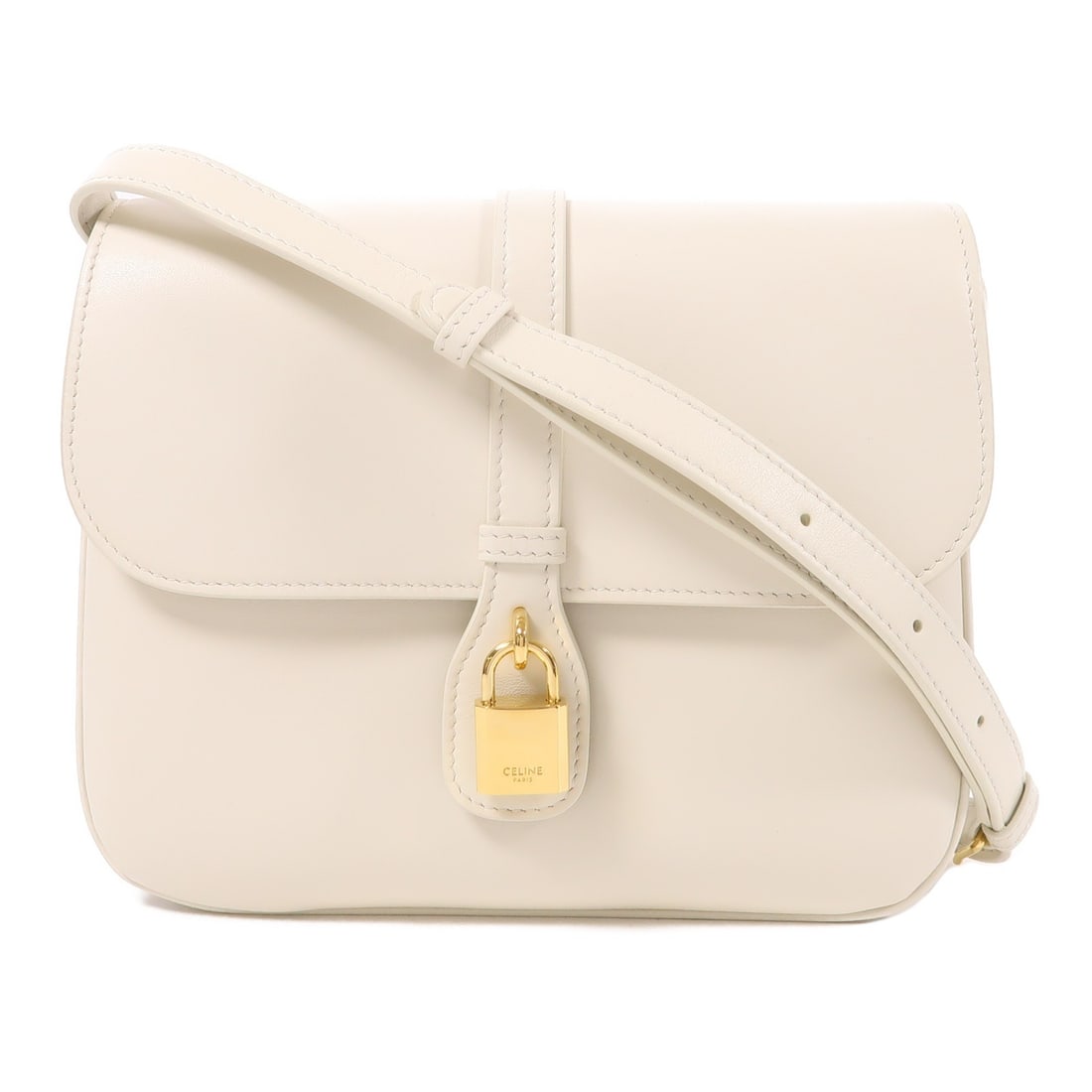 CELINE Medium Tabou Shoulder Bag White Calfskin Leather GHW (1 of 13)