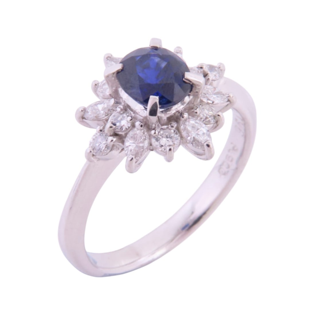 Elegant Sapphire Diamond Ring in Pt900 Platinum US#5.25 (1 of 8)
