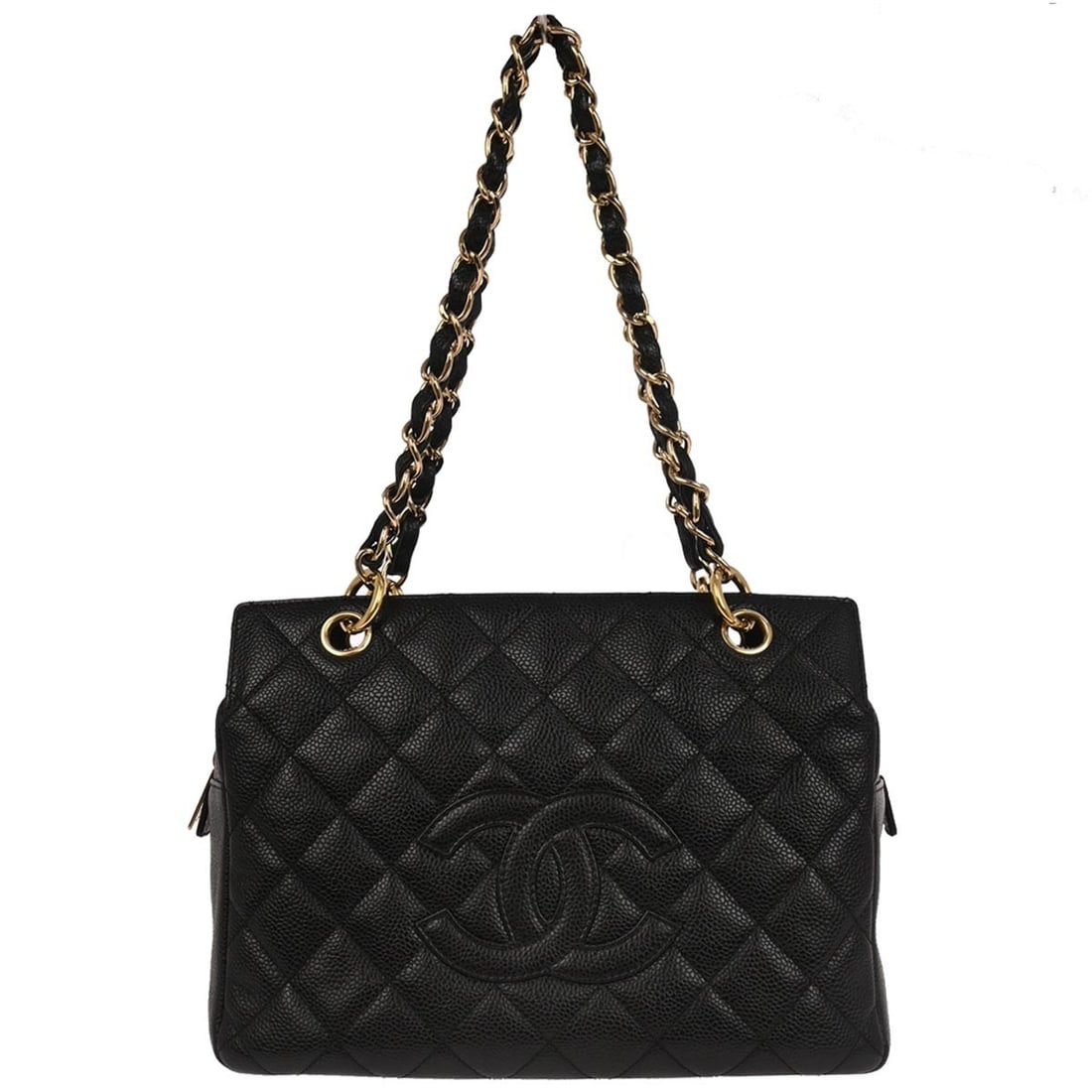 Chanel Petite Timeless Tote Black Caviar Leather Chain Strap Handbag (1 of 10)
