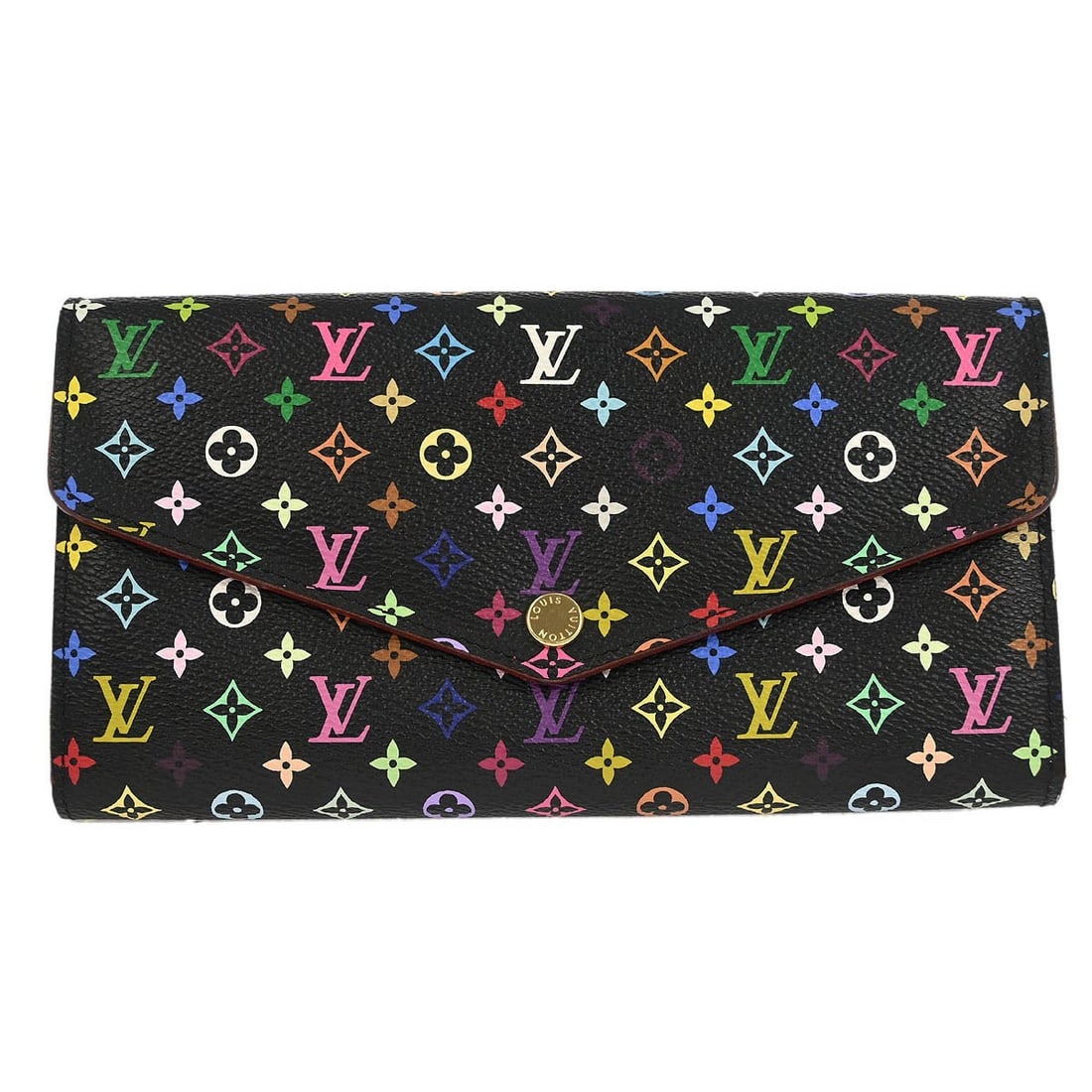 Louis Vuitton Multicolor Portefeuille Sarah Wallet M60668 Black Canvas: Louis Vuitton Multicolor Portefeuille Sarah Wallet M60668 Black Canvas Experience luxury and functionality with the Louis Vuitton Multicolor Portefeuille Sarah Wallet. This stylish wallet is crafted f