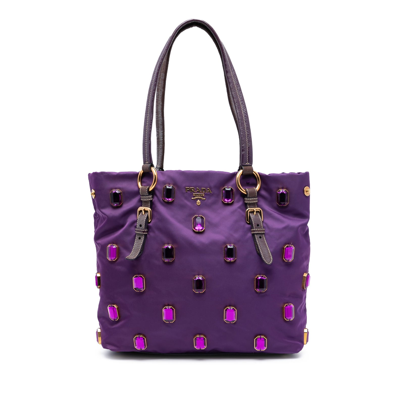 Prada Tessuto Pietre Jeweled Tote Bag Purple Fabric Italy: Prada Tessuto Pietre Jeweled Tote Bag Purple Fabric Italy The Prada Tessuto Pietre Jeweled Tote is a stylish handbag featuring a beautifully embellished nylon body in a striking purple hue. It is desi