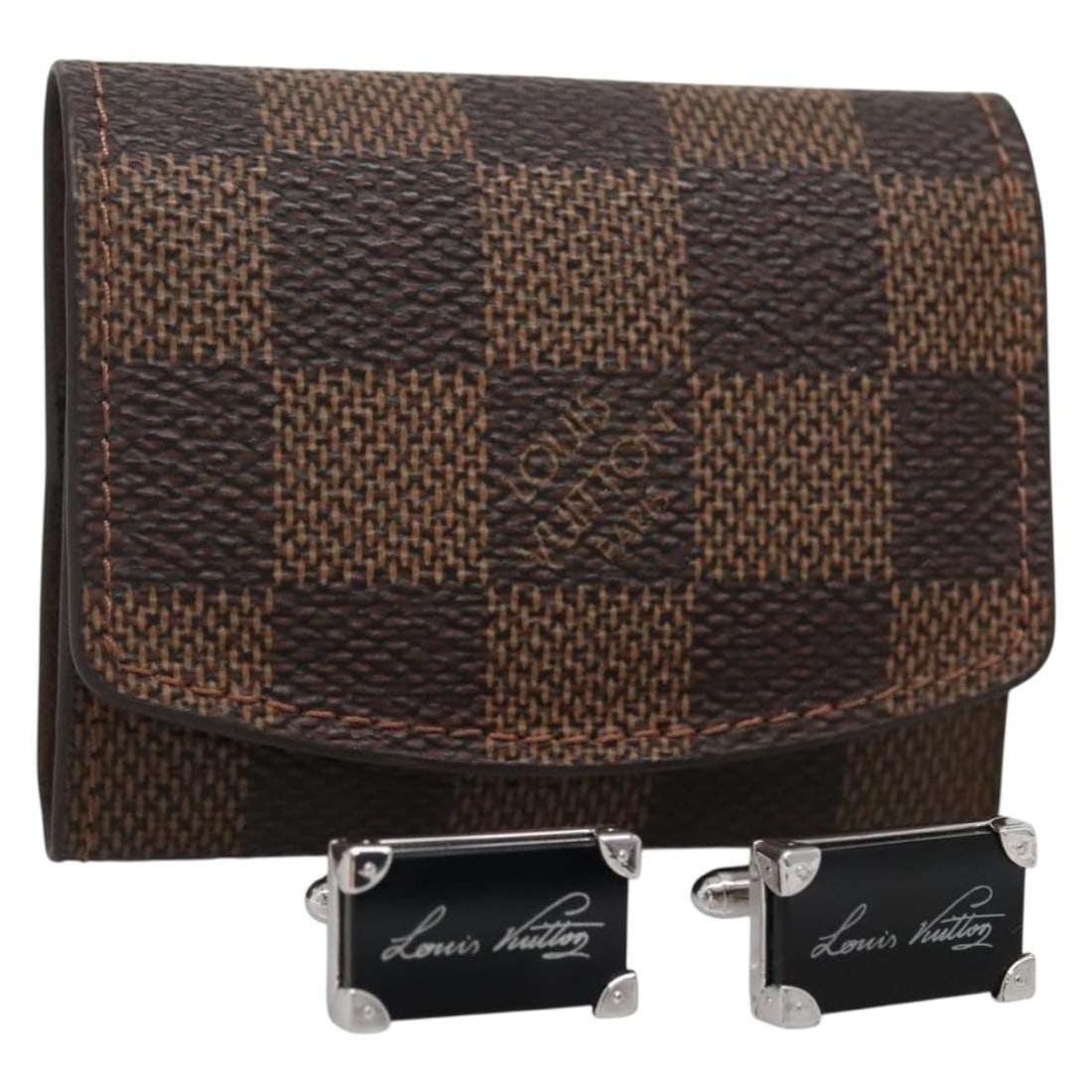 Authentic LOUIS VUITTON Damier Cuffs M65737 Made in France: Authentic LOUIS VUITTON Damier Cuffs M65737 Made in France Explore the elegance of the LOUIS VUITTON Damier Cuffs, crafted from premium Damier Ebene Canvas. This sophisticated accessory showcases a ti