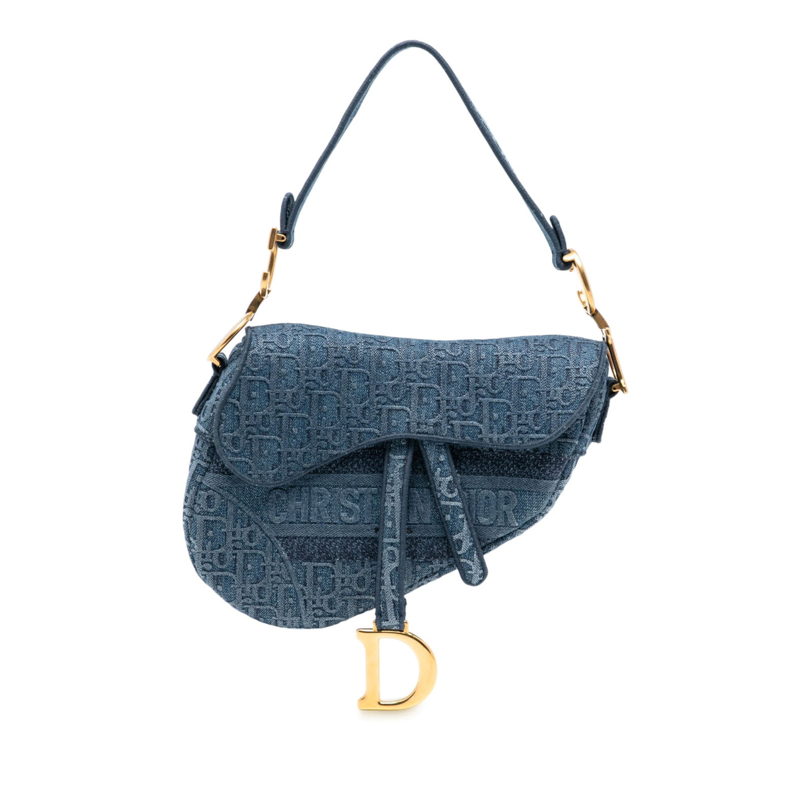 Dior Saddle Bag Blue Oblique Embroidered Denim with Flap Closure: Dior Saddle Bag Blue Oblique Embroidered Denim with Flap Closure This Dior Oblique Embroidered Denim Saddle Bag features a blue denim body with the iconic Oblique motif, a flat strap, a flap closure,