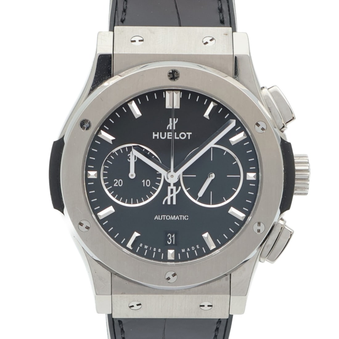 HUBLOT Classic Fusion Chronograph 541.NX.1171.LR Titanium Automatic Black Watch: HUBLOT Classic Fusion Chronograph 541.NX.1171.LR Titanium Automatic Black Watch Introducing the HUBLOT Classic Fusion Chronograph 541.NX.1171.LR, a sophisticated wristwatch crafted from high-quality t