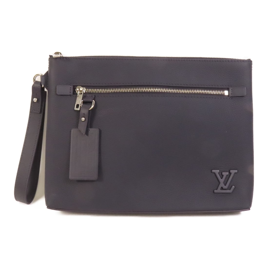 Louis Vuitton Takeoff Pouch Navy Calfskin Leather Silver Hardware M11486: Louis Vuitton Takeoff Pouch Navy Calfskin Leather Silver Hardware M11486 The Louis Vuitton Takeoff Pouch features a sleek navy calfskin leather exterior with silver-tone hardware. This pouch offers a