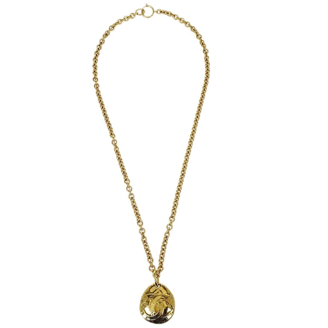 Chanel 94P Gold Plated Chain Necklace with Teardrop Pendant (1 of 4)