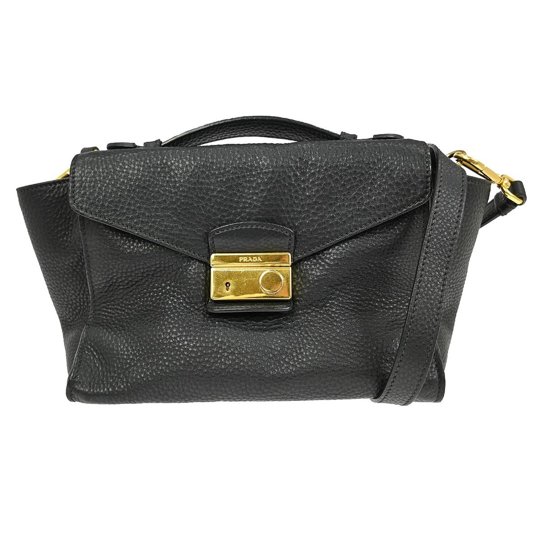 Prada Medium Black Leather Top Handle Bag with Two Carry Options (1 of 9)