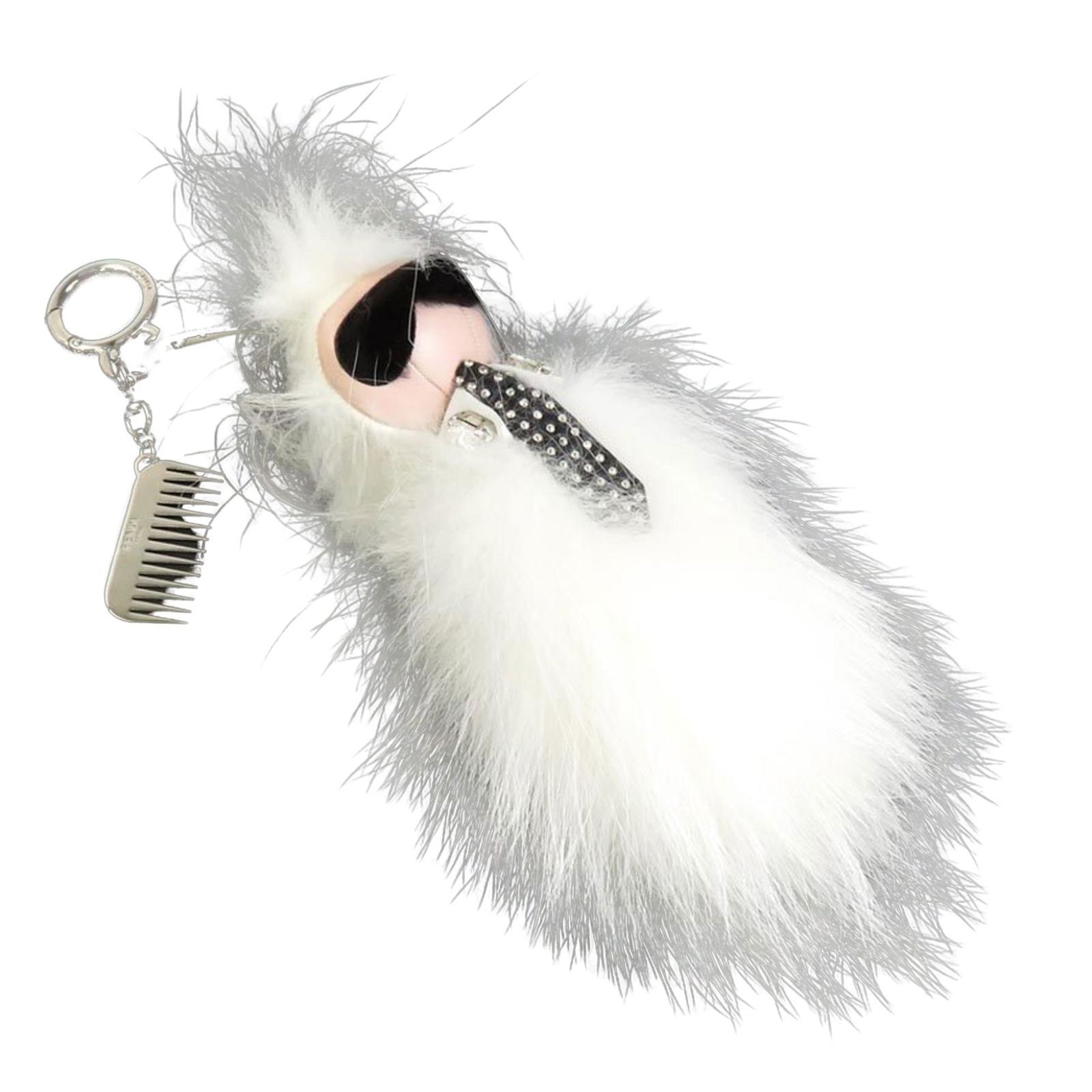 White Fur Handbag Charm from Fendi Karlito Collection: White Fur Handbag Charm from Fendi Karlito Collection This Fendi Karlito handbag charm from the Karl Lagerfeld collection is crafted from white fur. Designed for both women and men, the charm features