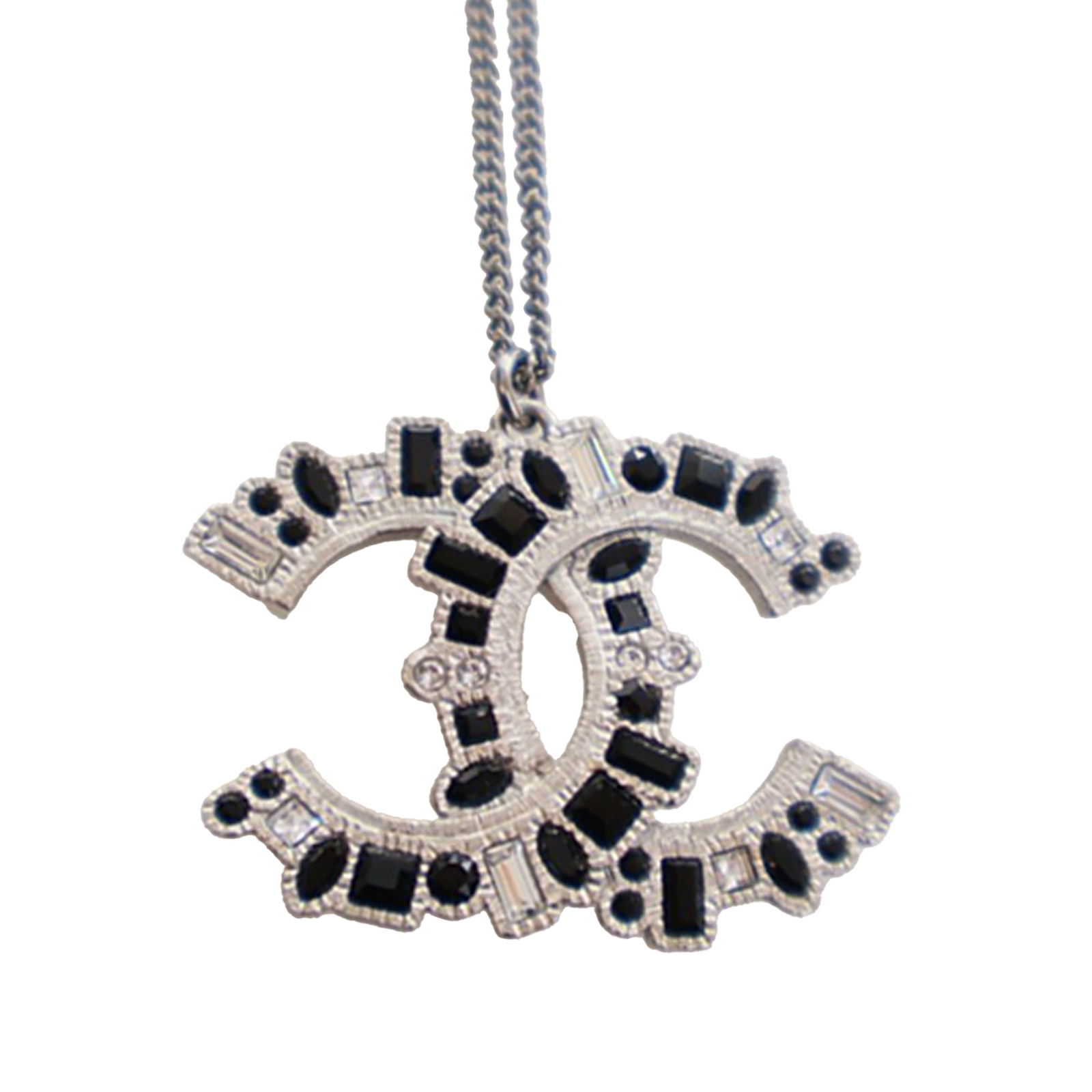 Chanel CC Pendant Necklace with Crystals and Ruthenium Plated Chain (1 of 7)