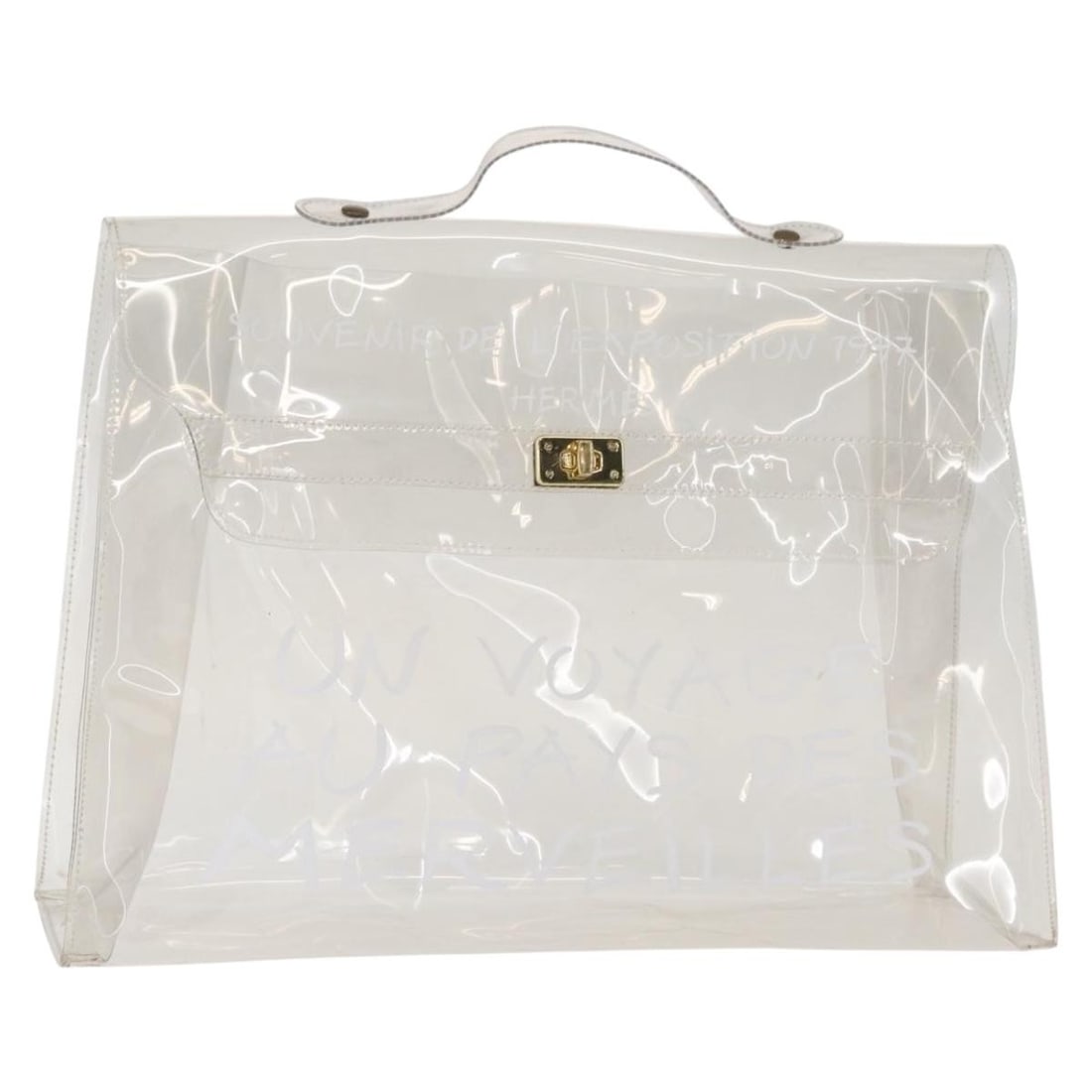 HERMES Clear Vinyl Kelly Hand Bag Authentic France (1 of 16)