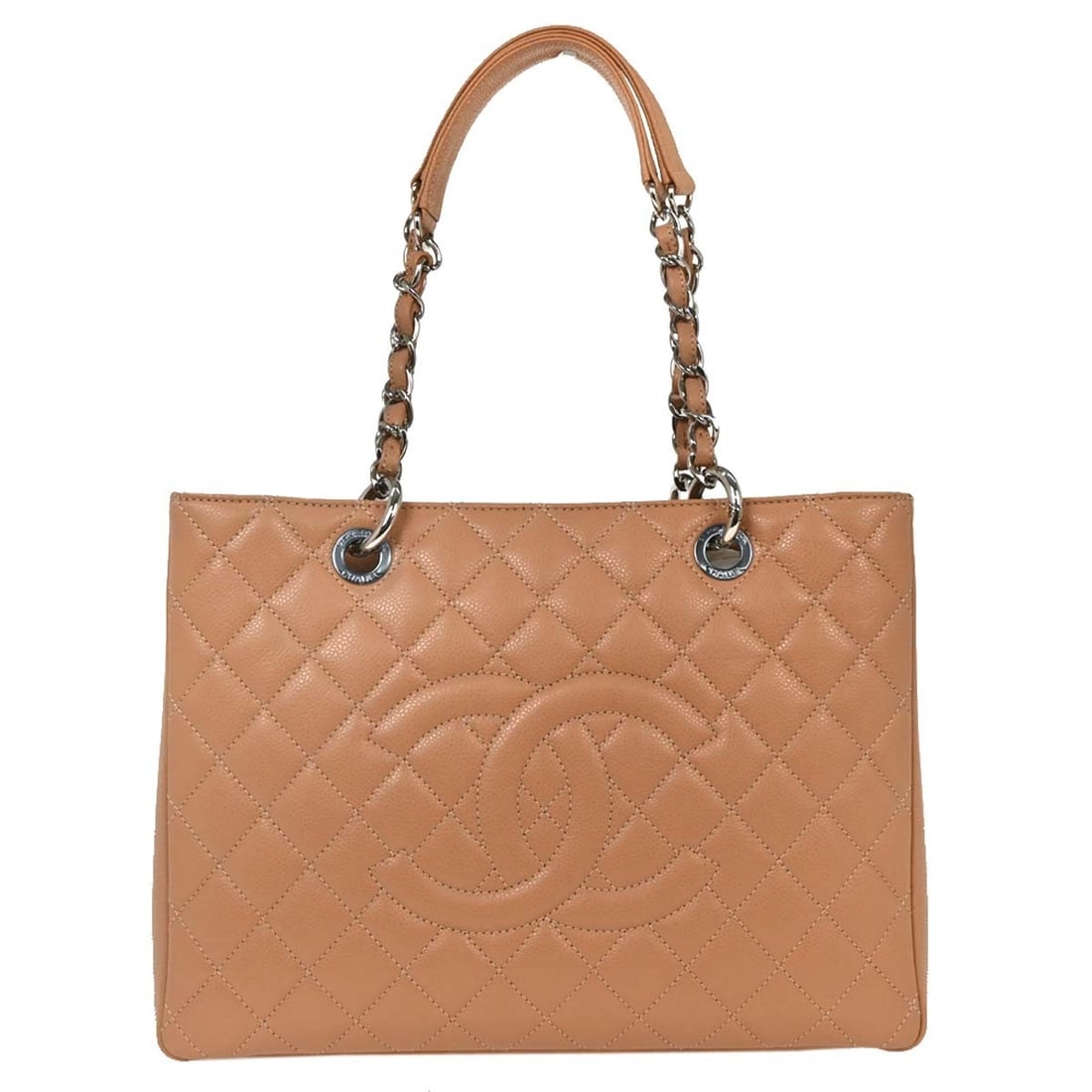 Chanel Pink Beige Calfskin Grand Shopping Tote GST Handbag: Chanel Pink Beige Calfskin Grand Shopping Tote GST Handbag Introducing the Chanel Pink Beige Calfskin Grand Shopping Tote (GST) Chain Handbag, a perfect blend of luxury and functionality. This stylish