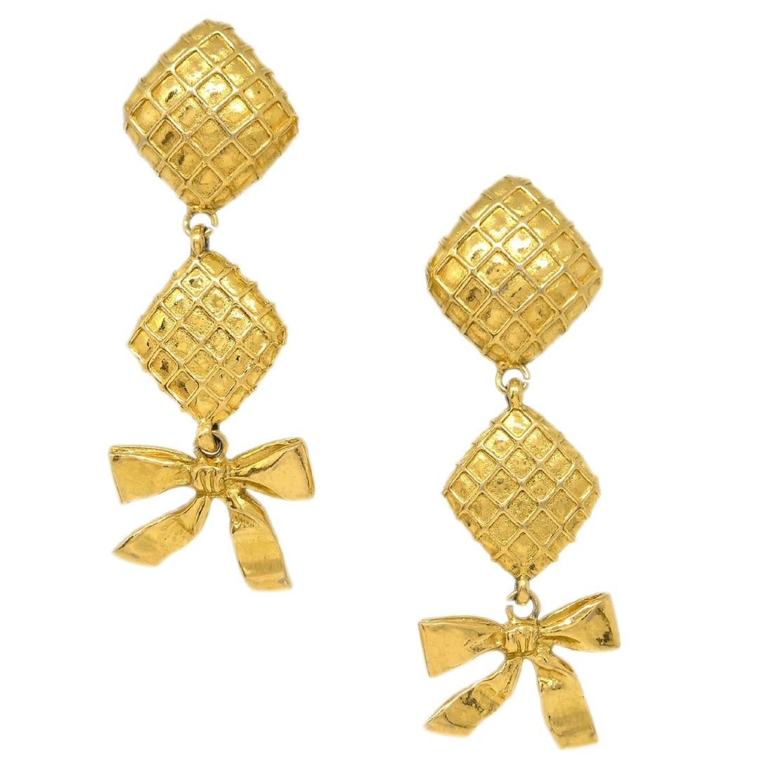 Chanel Gold Clip-On Dangle Earrings (1 of 4)