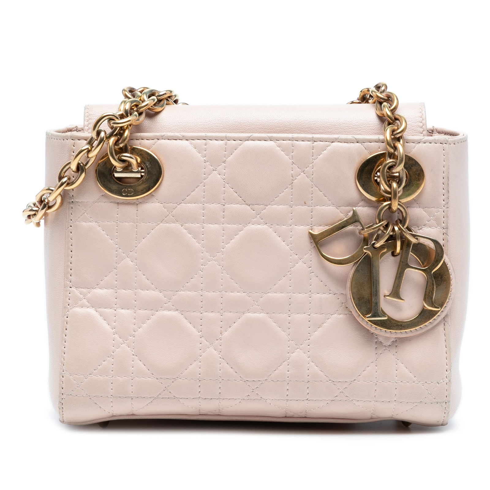 Dior Lambskin Cannage Lady Dior Double Chain Bag Pink: Dior Lambskin Cannage Lady Dior Double Chain Bag Pink Elevate your accessory collection with the Lambskin Cannage Lady Dior Double Chain Bag. Crafted from luxurious quilted lambskin leather, this exqu