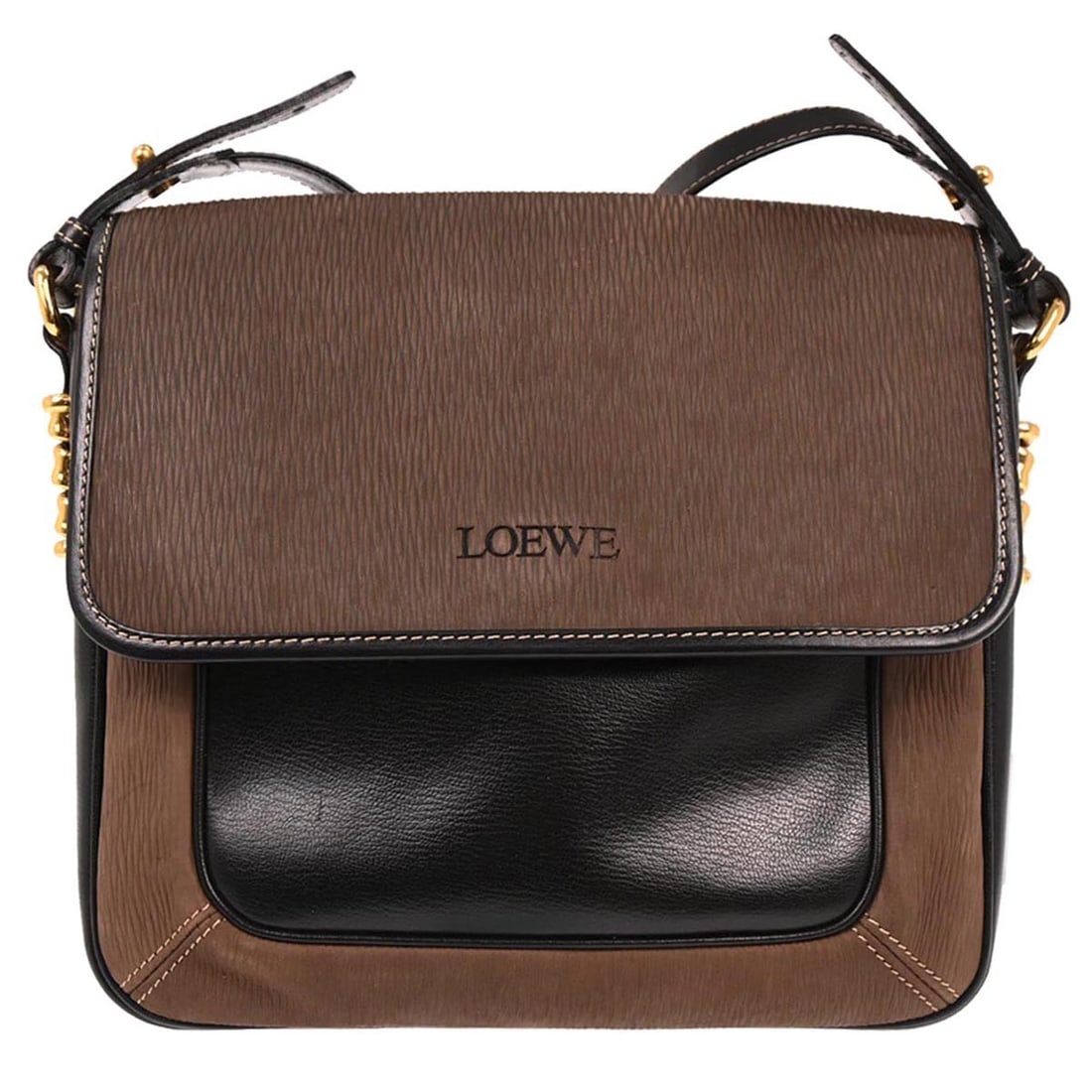 Loewe Velazquez Small Black Brown Leather Shoulder Bag L15: Loewe Velazquez Small Black Brown Leather Shoulder Bag L15 This Loewe Velazquez shoulder bag features a small, structured design crafted from black and brown leather. Designed with a shoulder strap fo