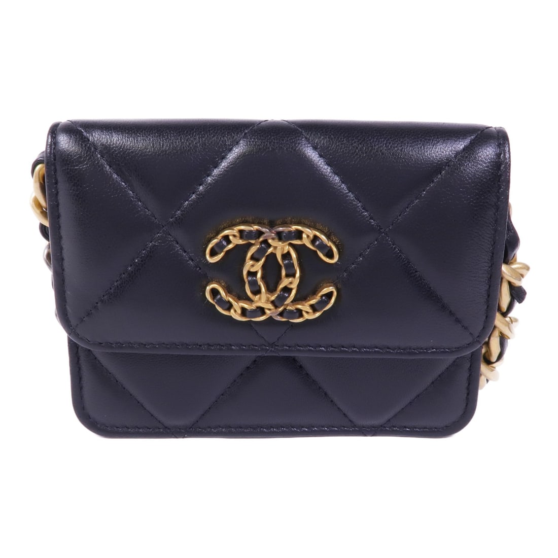 CHANEL C19 Black Lambskin Waist Bag GHW Made in France: CHANEL C19 Black Lambskin Waist Bag GHW Made in France Elevate your accessory game with this CHANEL CC Waist Bag, crafted from luxurious lambskin leather in a classic black finish. Designed for both s