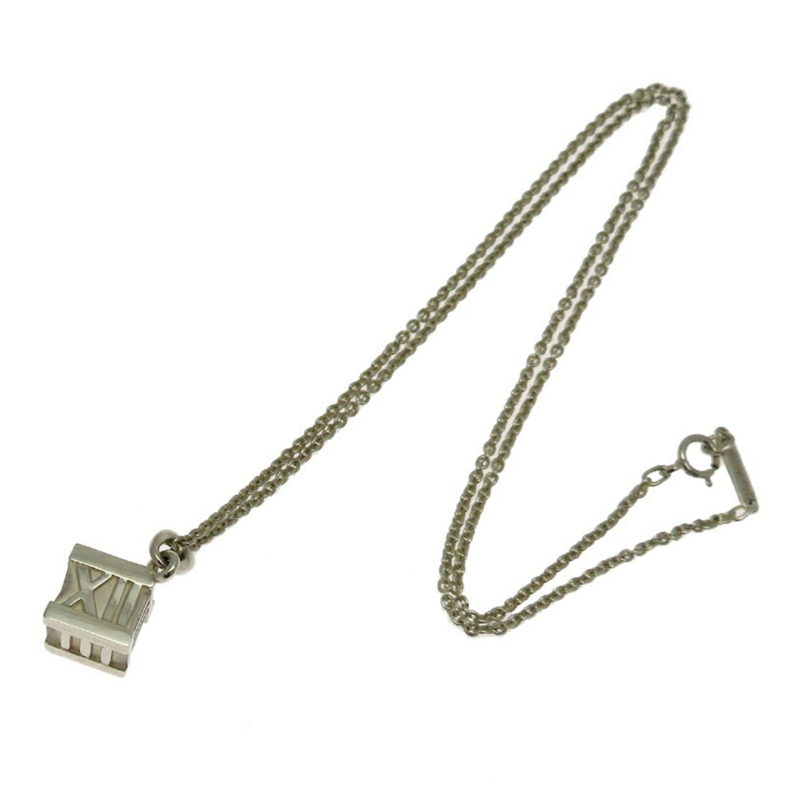 Atlas Silver Necklace by Tiffany & Co Pendant 41 cm Italian Origin: Atlas Silver Necklace by Tiffany & Co Pendant 41 cm Italian Origin This Tiffany & Co. Atlas necklace features a silver pendant with the iconic Atlas motif. Designed for women, the necklace is crafted