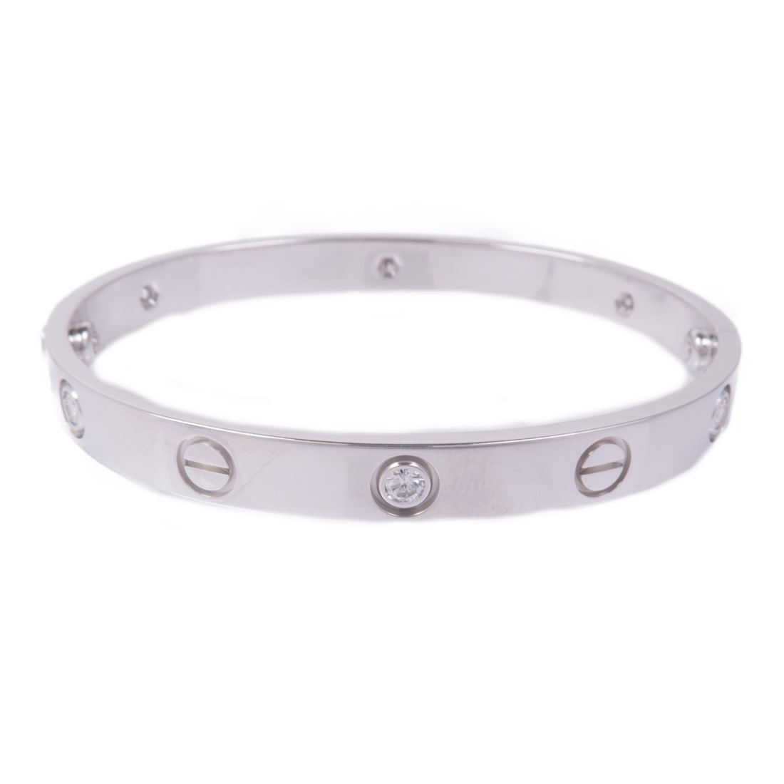 Cartier Love 18K White Gold Diamond Bracelet B6014000 Size 16 (1 of 9)