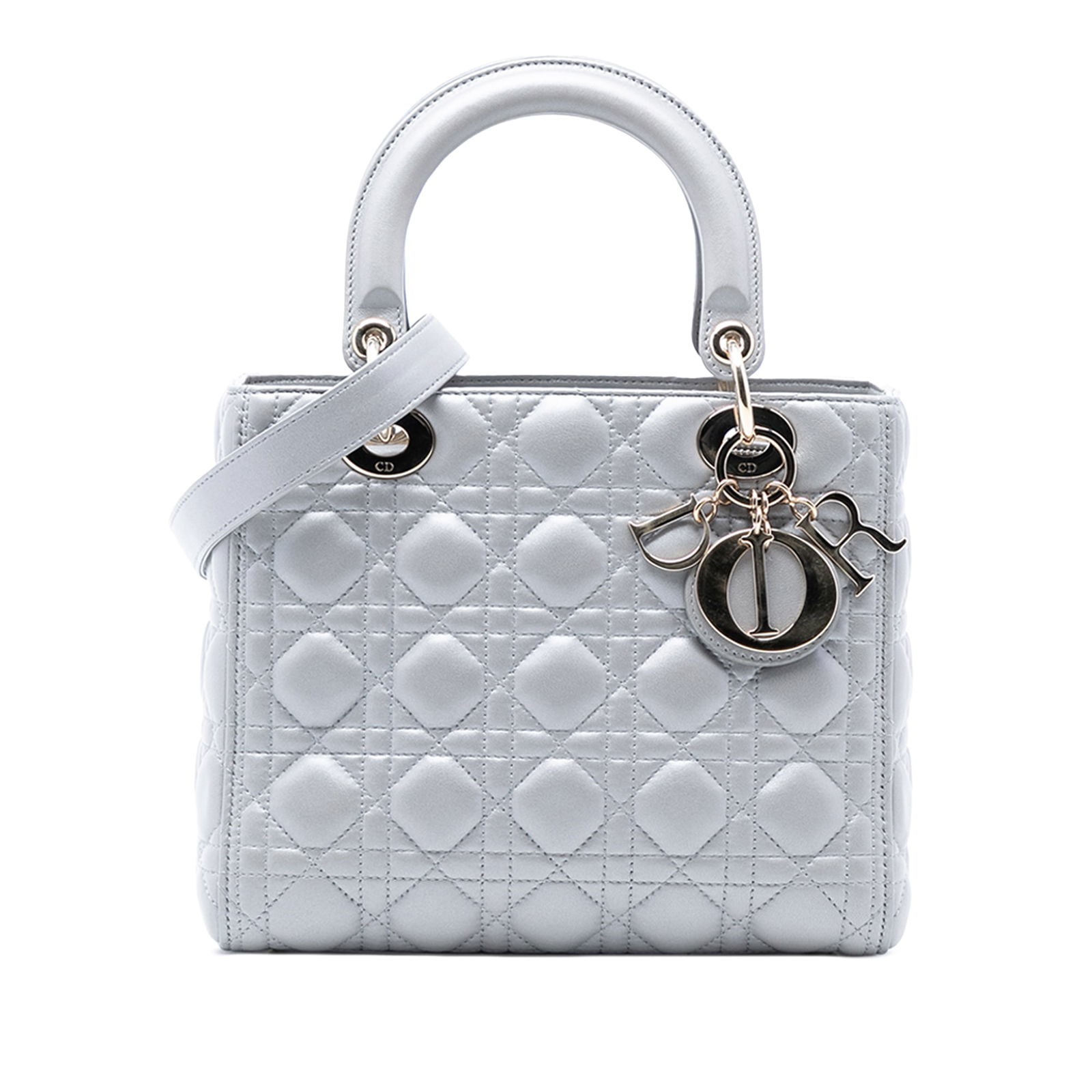Lady Dior Medium Cannage Quilted Pearlescent Lambskin Bag with Detachable Strap (1 of 8)