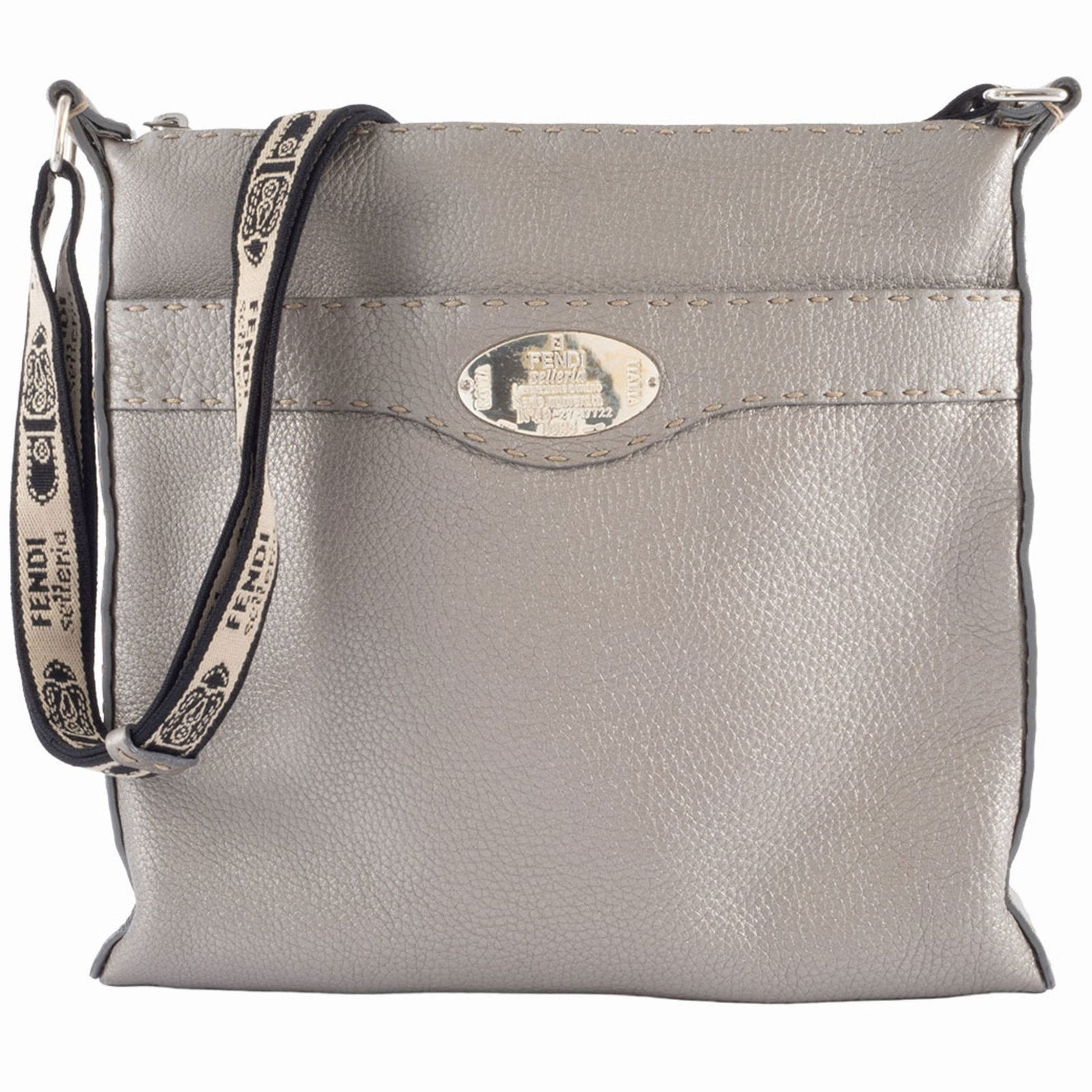 Selleria grey leather shoulder bag by Fendi Italy (1 of 18)