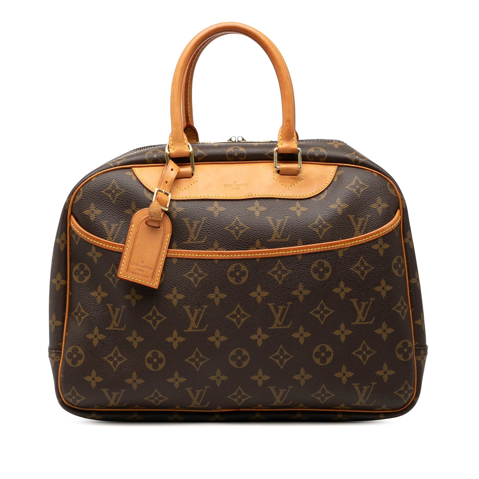 Louis Vuitton Deauville Bag in Monogram Canvas with Leather Trim: Louis Vuitton Deauville Bag in Monogram Canvas with Leather Trim The Louis Vuitton Monogram Deauville is crafted from the brand's signature monogram canvas with vachetta leather trim and rolled vachet