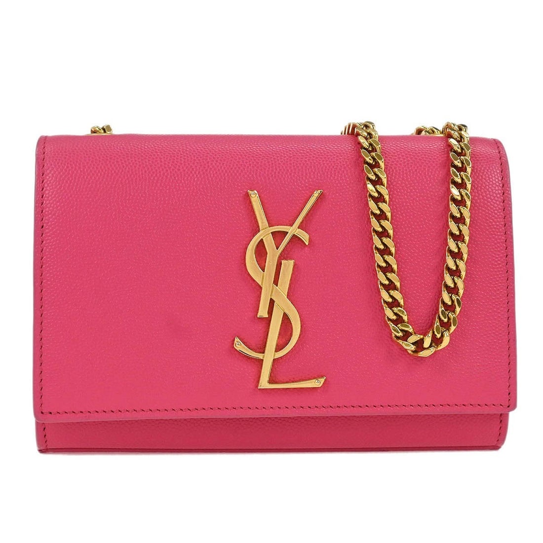 Saint Laurent Kate Mini Pink Leather Crossbody Bag with Logo: Saint Laurent Kate Mini Pink Leather Crossbody Bag with Logo Elevate your casual style with the Saint Laurent Pink Leather Kate Shoulder Bag. This mini crossbody bag features a chic pink leather exter