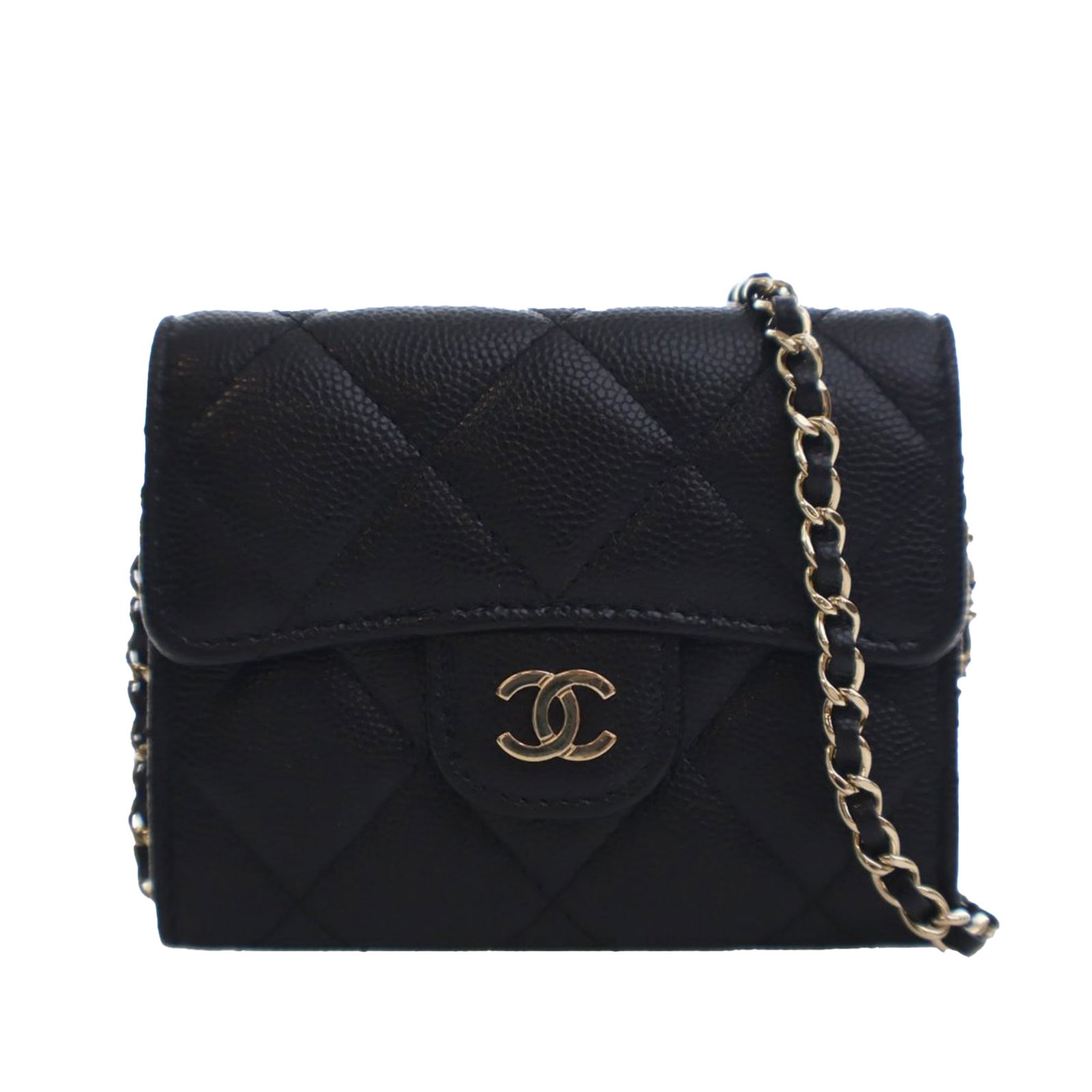 Chanel Black Quilted Caviar Leather Chain Flap Card Holder Bag (1 of 15)