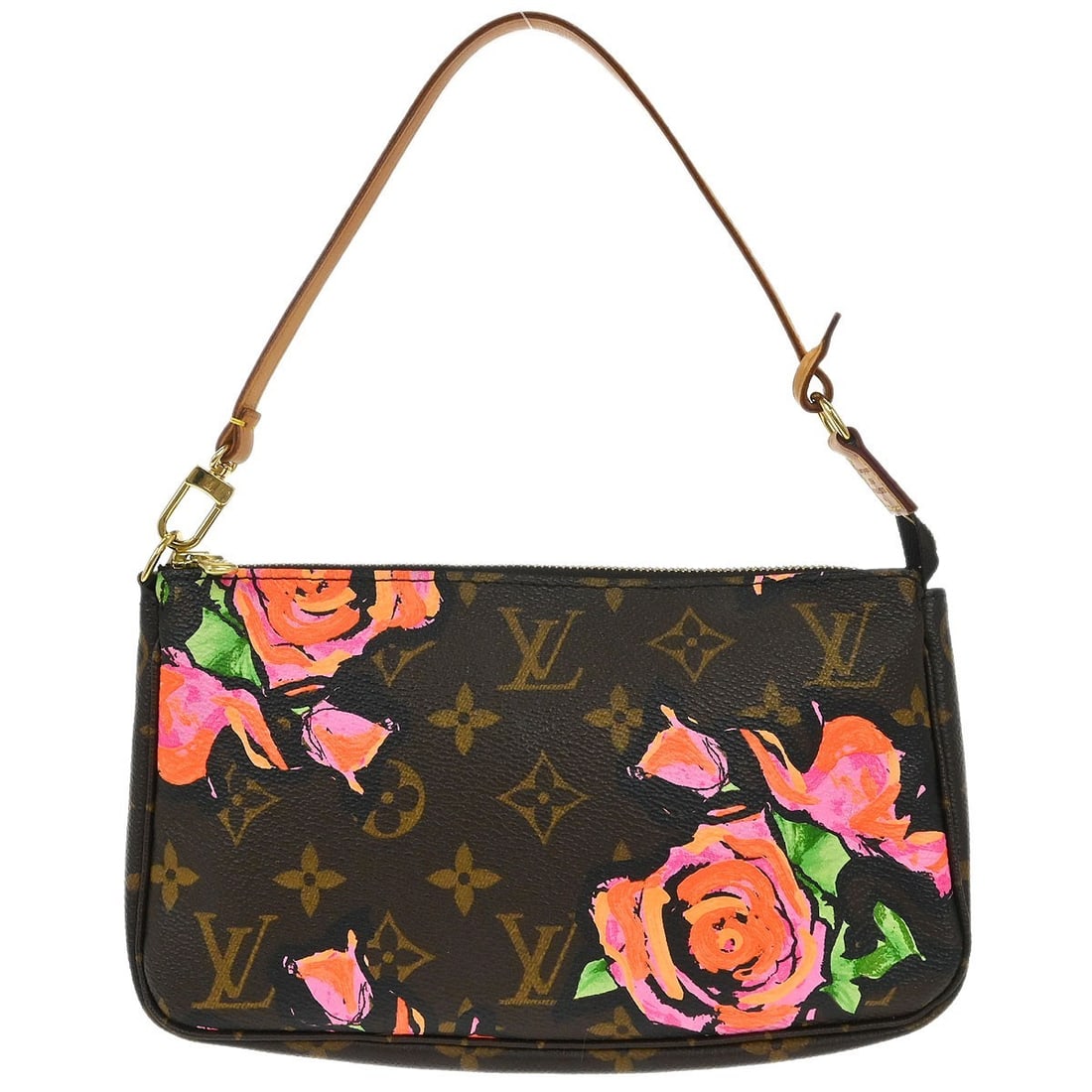 Monogram Rose Canvas Pochette Accessoires by Louis Vuitton M48615 CA4078: Monogram Rose Canvas Pochette Accessoires by Louis Vuitton M48615 CA4078 This Louis Vuitton Monogram Rose Pochette Accessoires handbag features the iconic monogram canvas leather exterior with gold-to