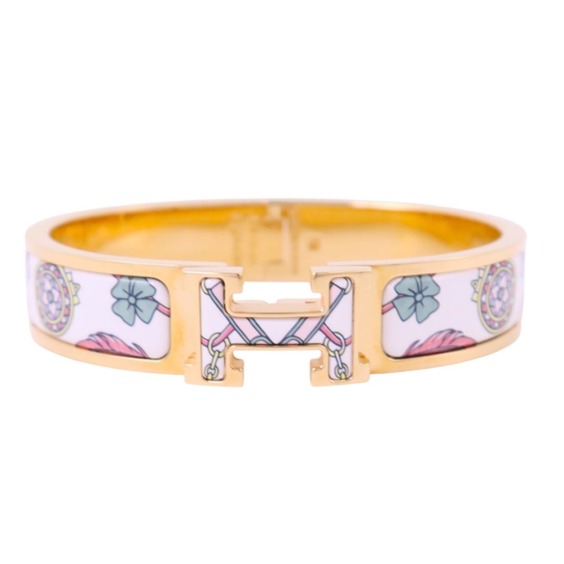 Clic H Multicolor Enamel Bracelet by Hermes with Gold Tone Hardware (1 of 10)