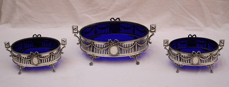 19th Century French Sterling Silver Three Piece Centerpiece Set (1 of 9)