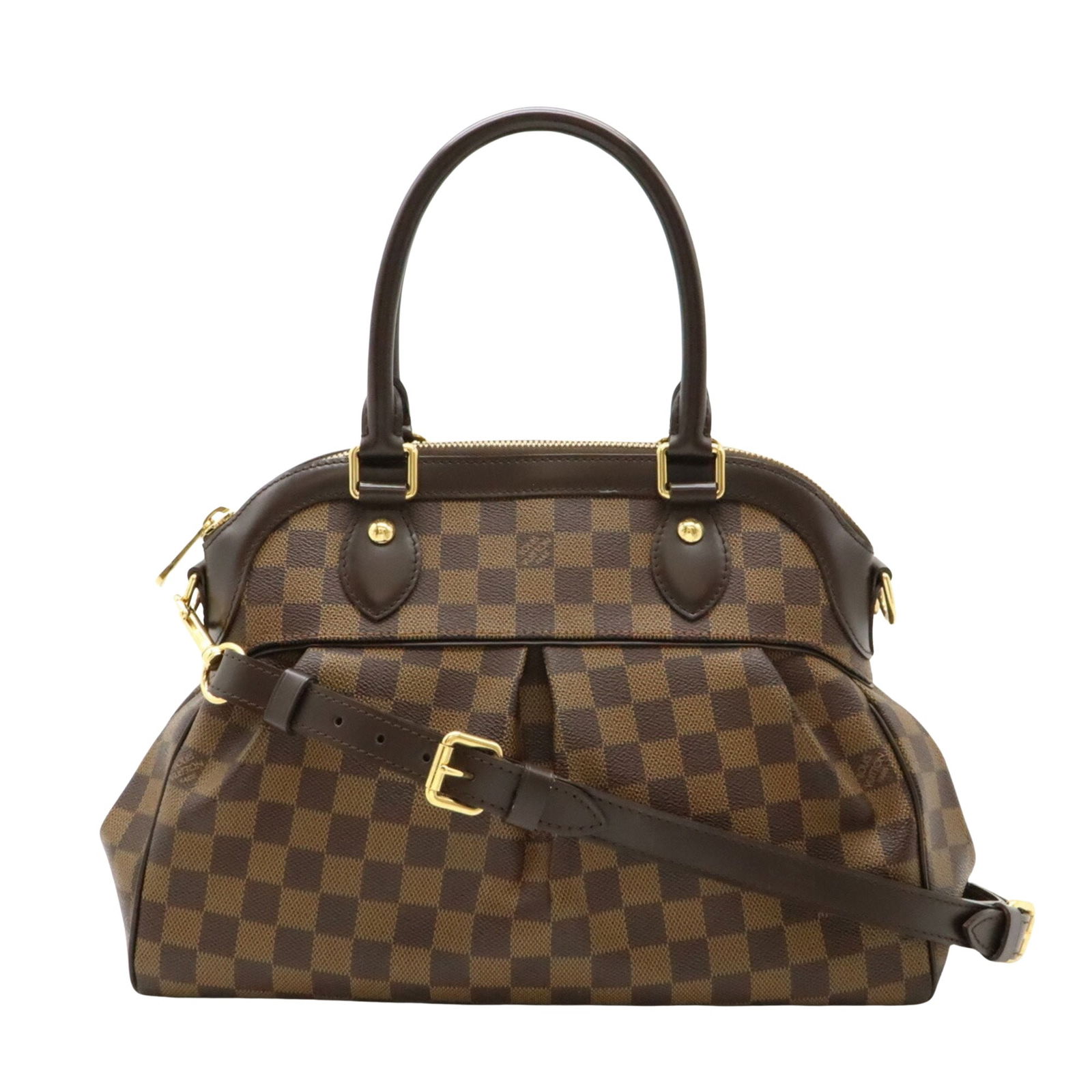 Louis Vuitton Trevi Brown Canvas Handbag France: Louis Vuitton Trevi Brown Canvas Handbag France The Louis Vuitton Trevi is a women's handbag crafted from brown canvas. It features a spacious interior and durable construction, with signs of gentle w