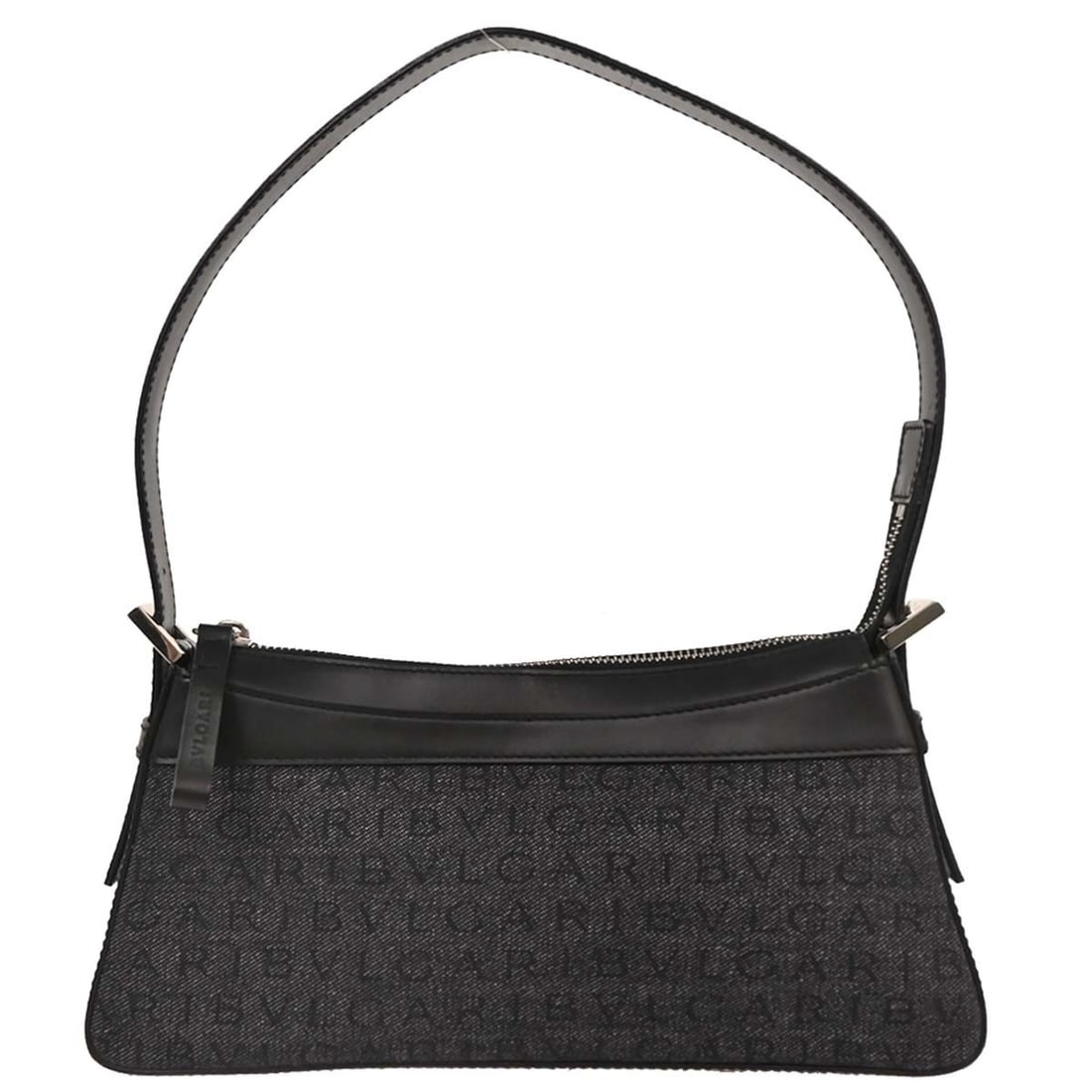 Bvlgari Black Canvas Logomania Small Handbag with Leather Handle (1 of 10)
