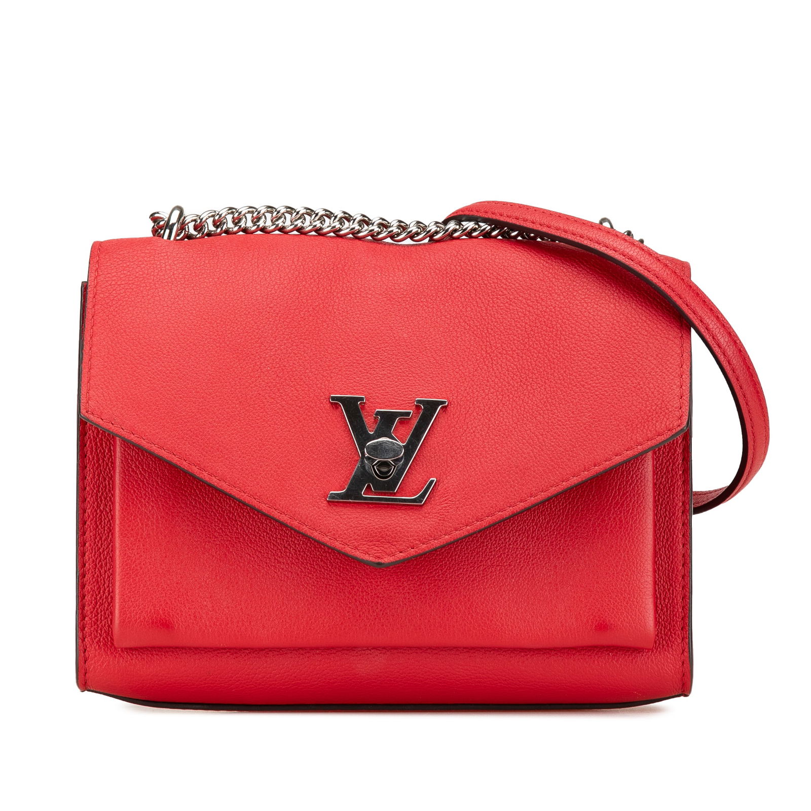 Louis Vuitton MyLockMe BB Red Leather Handbag with Chain Strap (1 of 10)
