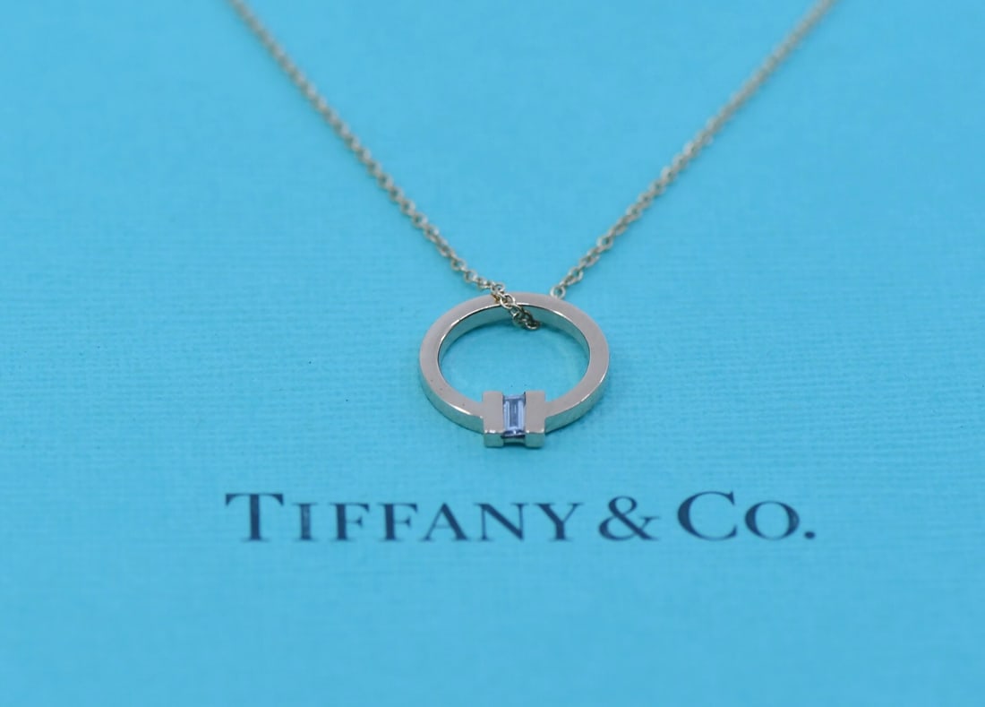 Tiffany & Co T Diamond Pendant Necklace 18K Rose Gold Authentic (1 of 4)