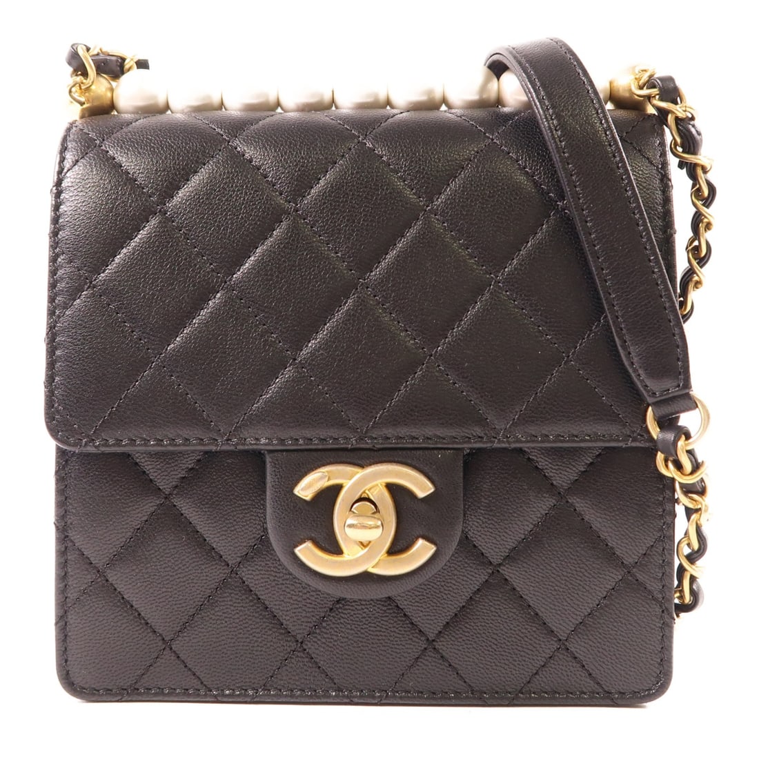 Chanel Black Calfskin Leather CC Shoulder Bag with Gold Tone Chain (1 of 14)