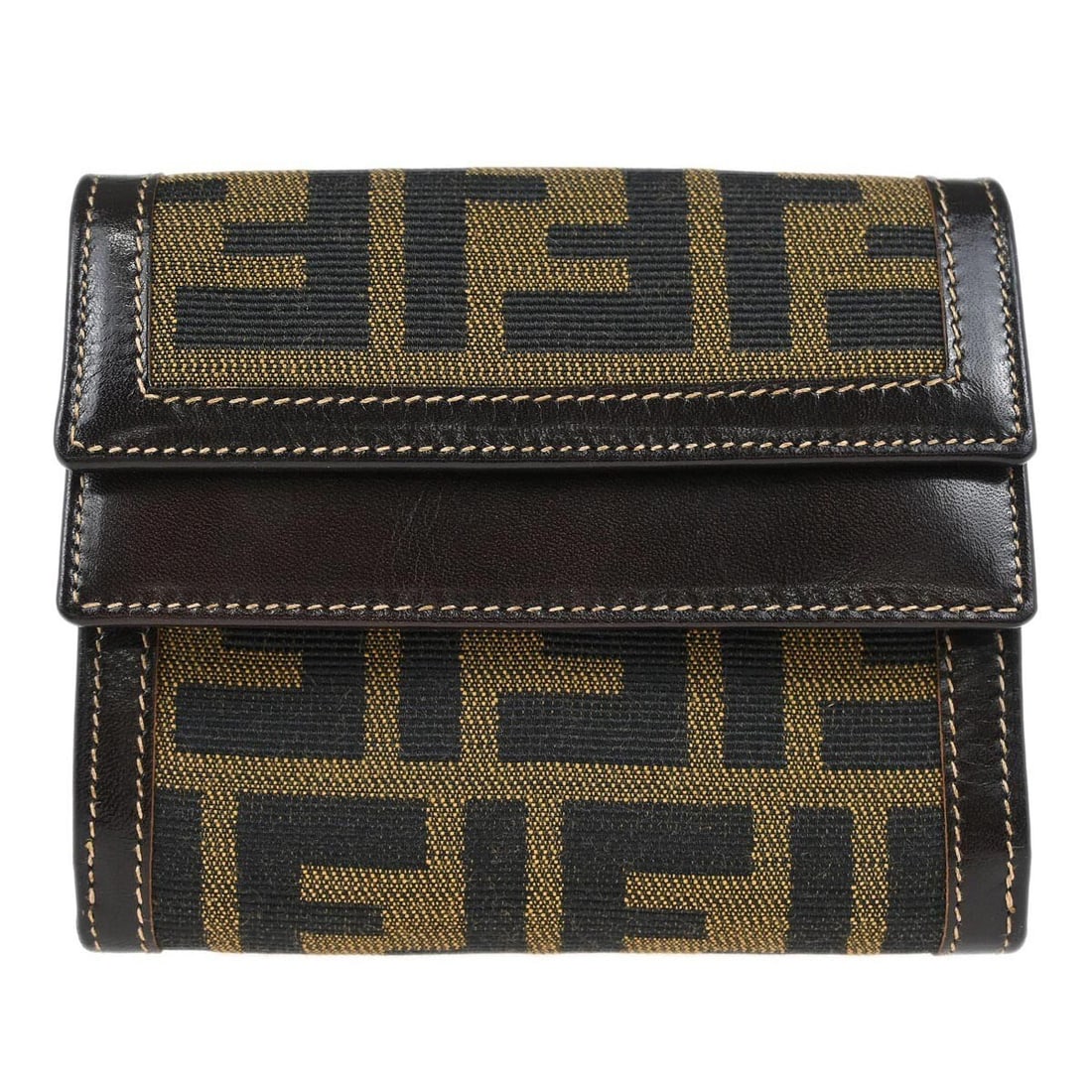 Fendi Vintage Brown Canvas Zucca Folding Wallet (1 of 7)