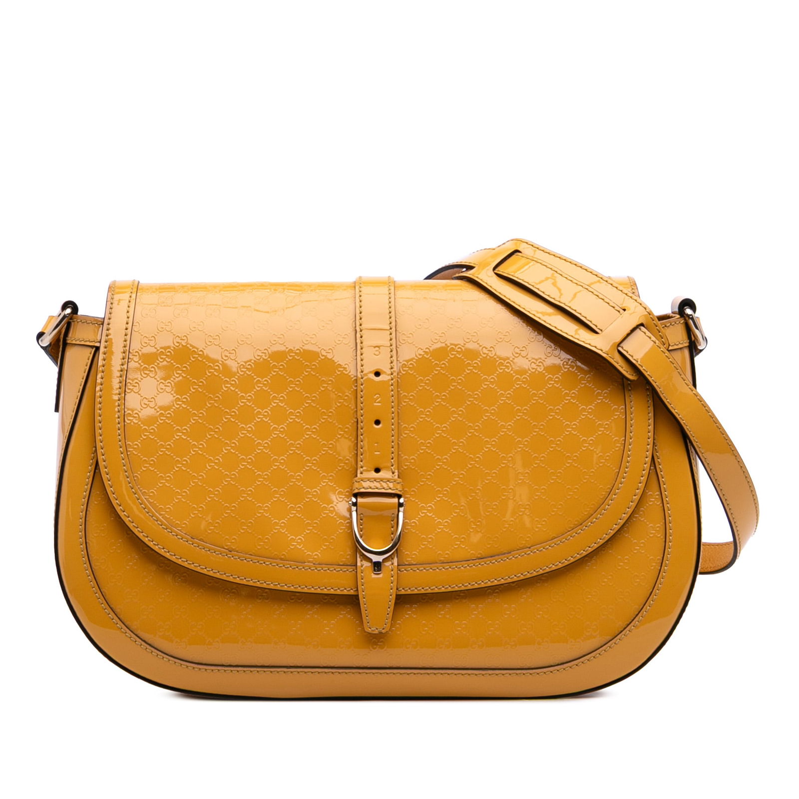 Gucci Microguccissima Yellow Patent Stirrup Crossbody Bag (1 of 12)